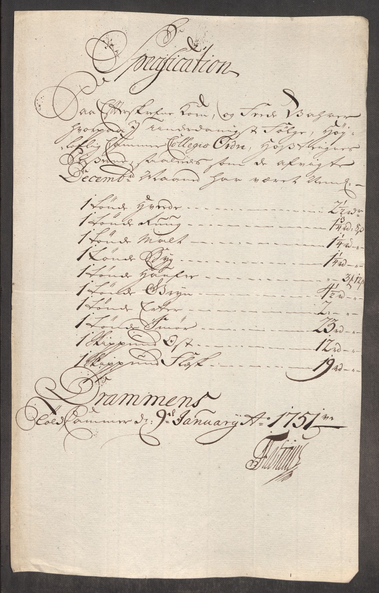 Rentekammeret inntil 1814, Realistisk ordnet avdeling, RA/EA-4070/Oe/L0004: [Ø1]: Priskuranter, 1749-1752, p. 299