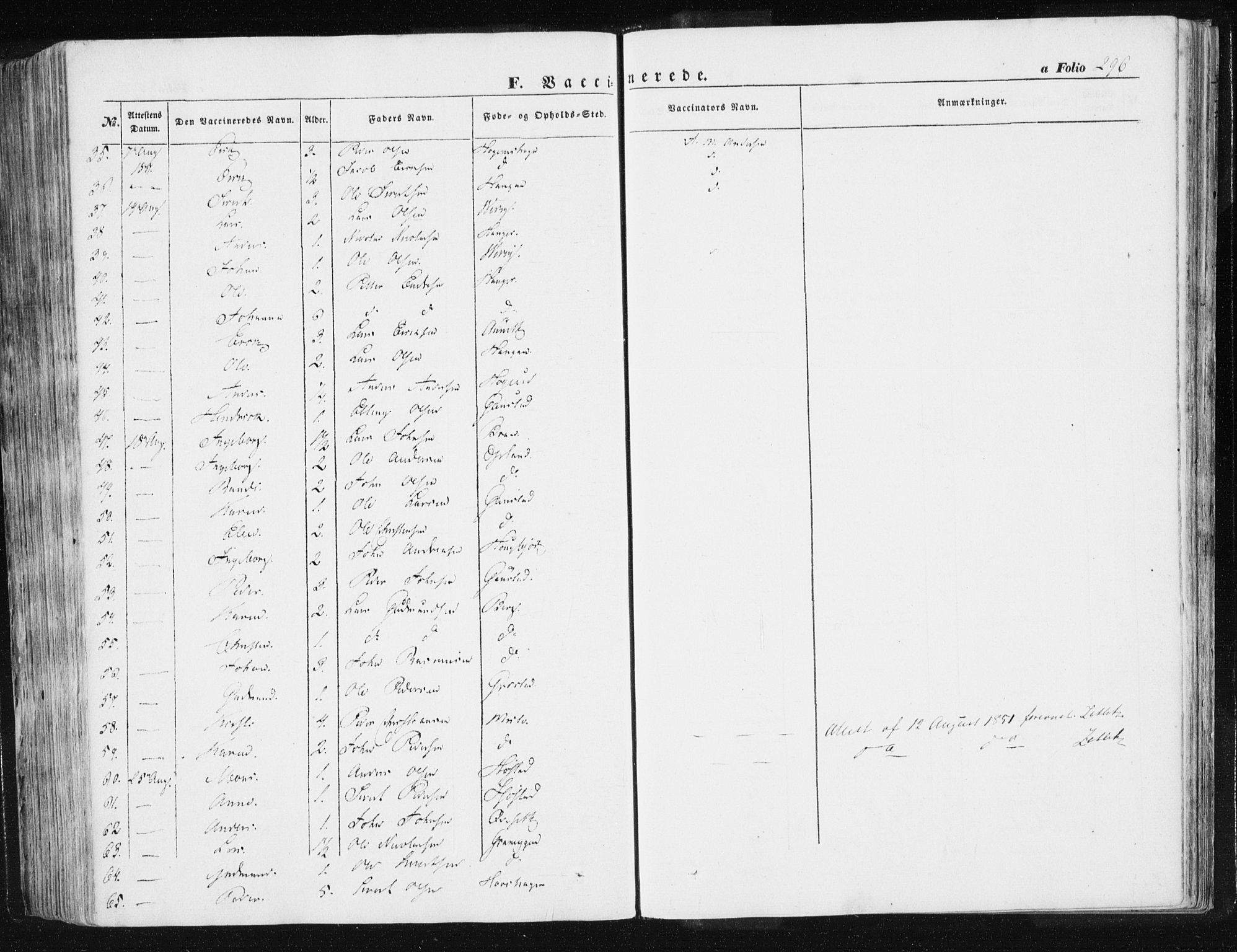 Ministerialprotokoller, klokkerbøker og fødselsregistre - Sør-Trøndelag, AV/SAT-A-1456/612/L0376: Parish register (official) no. 612A08, 1846-1859, p. 296