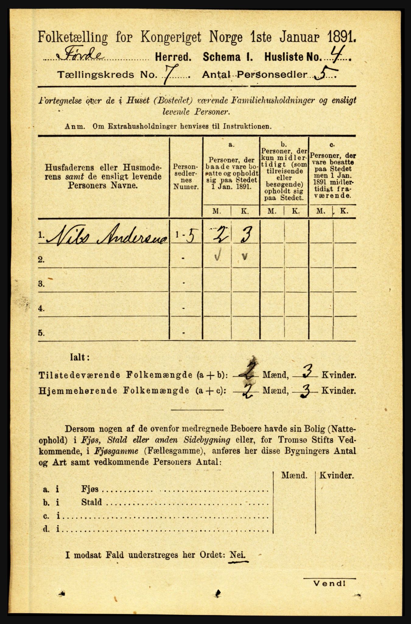 RA, 1891 census for 1432 Førde, 1891, p. 2448