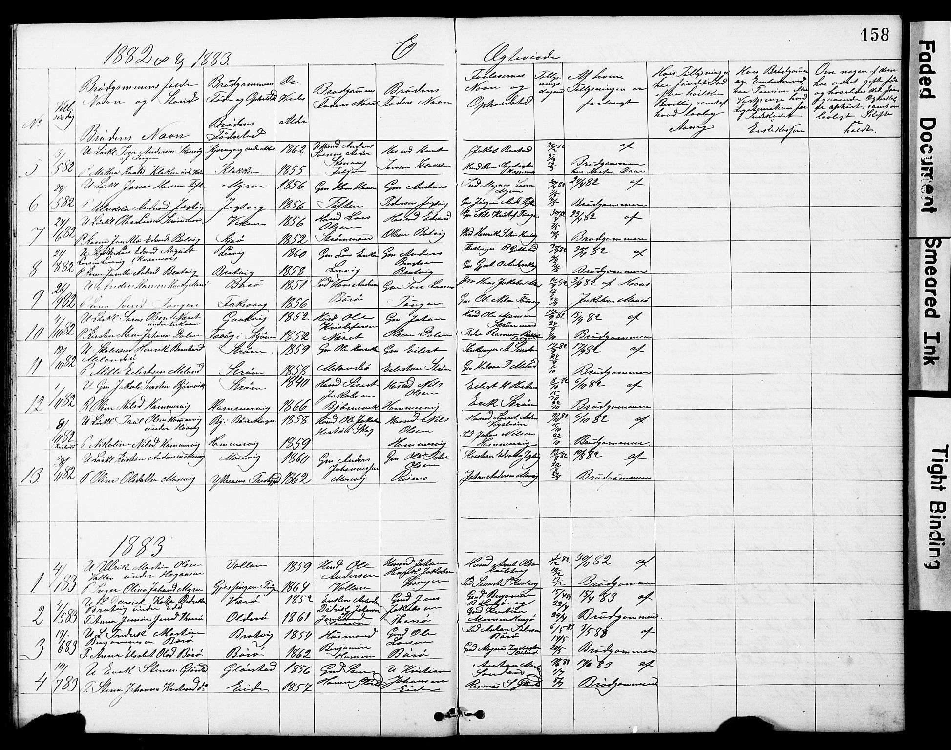 Ministerialprotokoller, klokkerbøker og fødselsregistre - Sør-Trøndelag, SAT/A-1456/634/L0541: Parish register (copy) no. 634C03, 1874-1891, p. 158