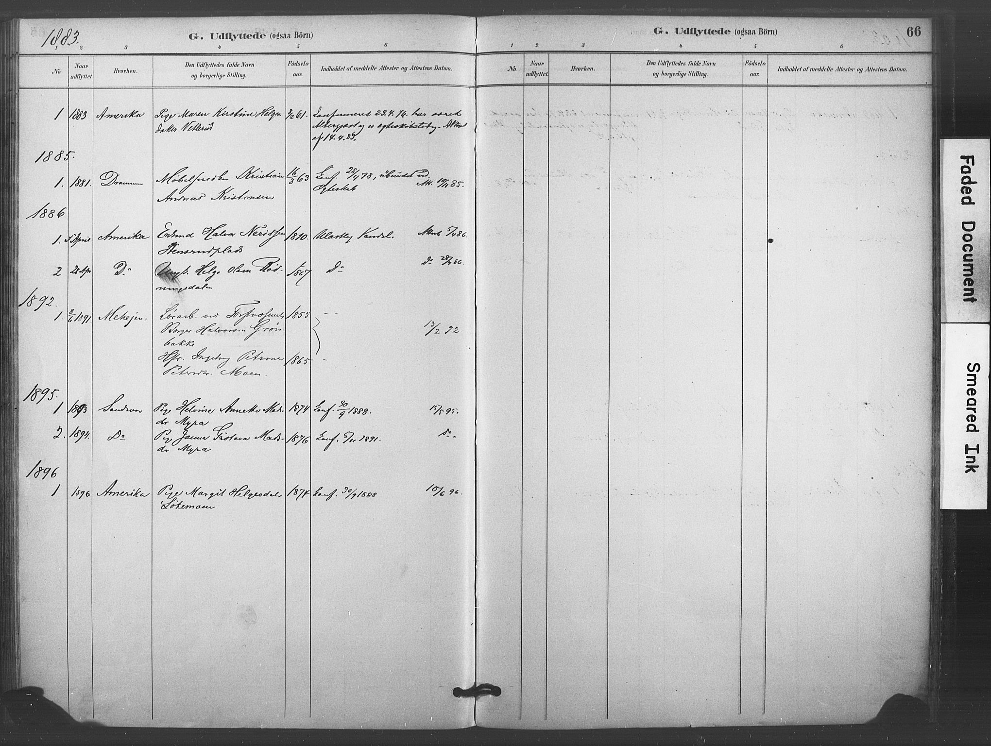 Kongsberg kirkebøker, AV/SAKO-A-22/F/Fc/L0001: Parish register (official) no. III 1, 1883-1897, p. 66