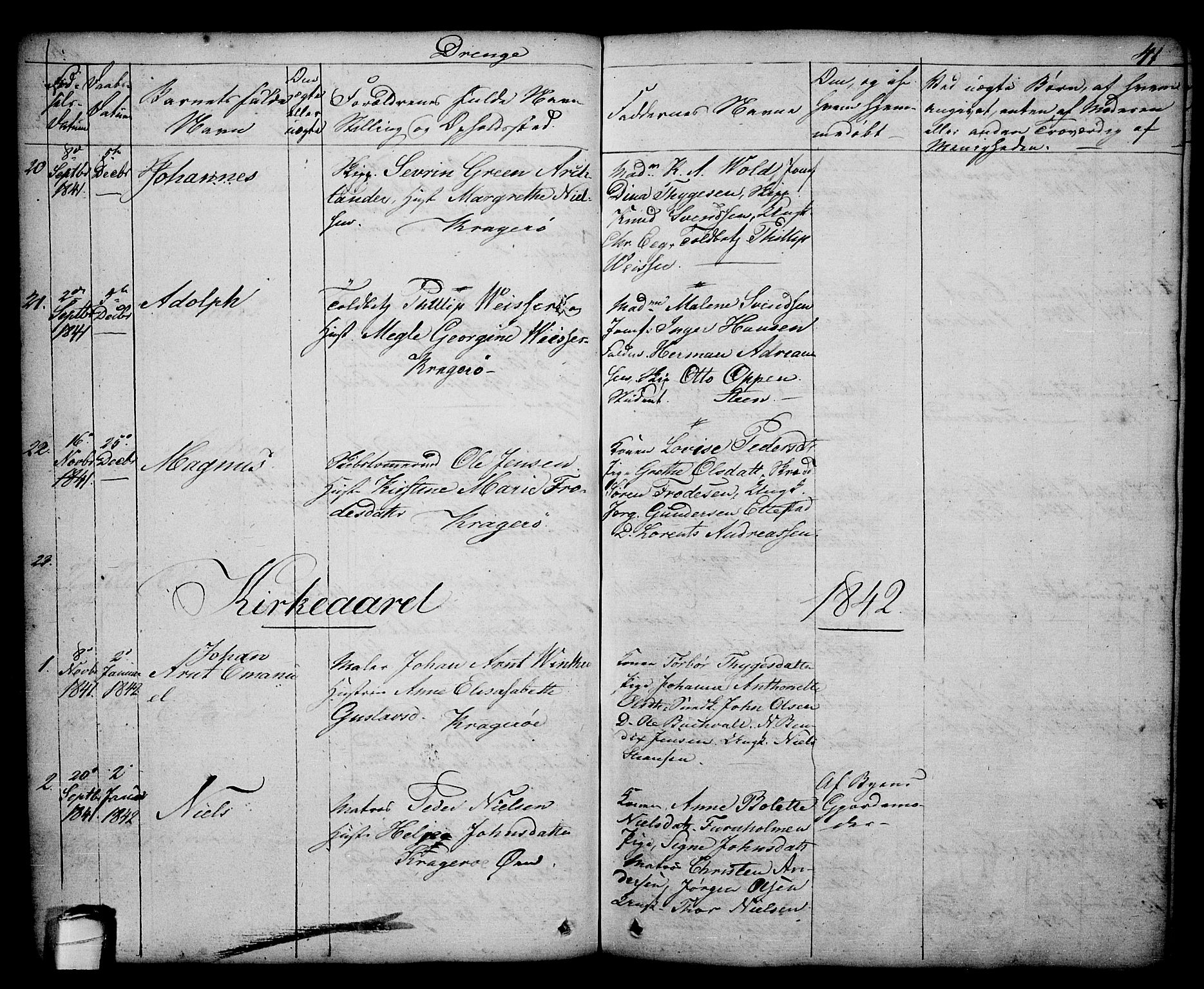 Kragerø kirkebøker, SAKO/A-278/G/Ga/L0003: Parish register (copy) no. 3, 1832-1852, p. 41