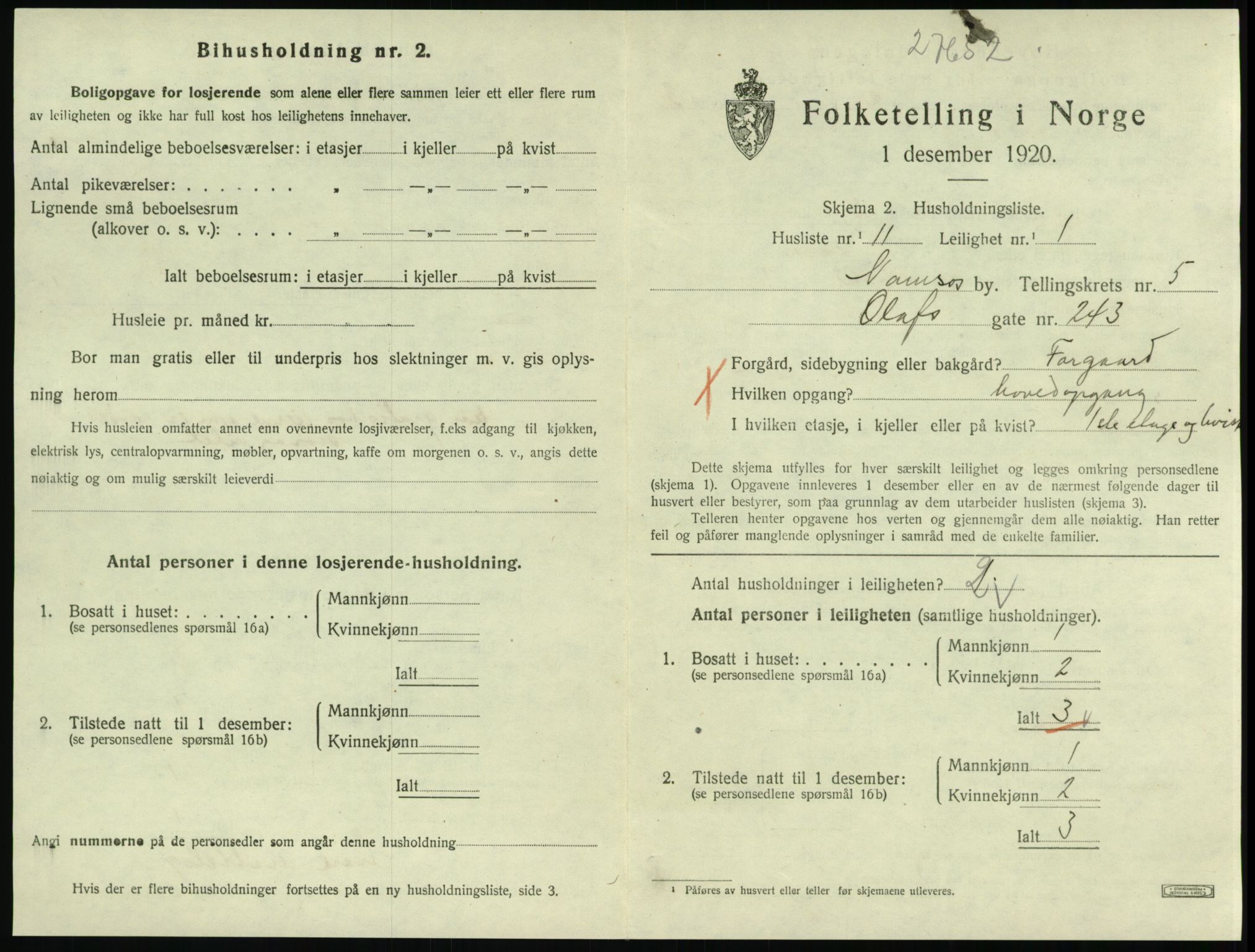 SAT, 1920 census for Namsos, 1920, p. 1639