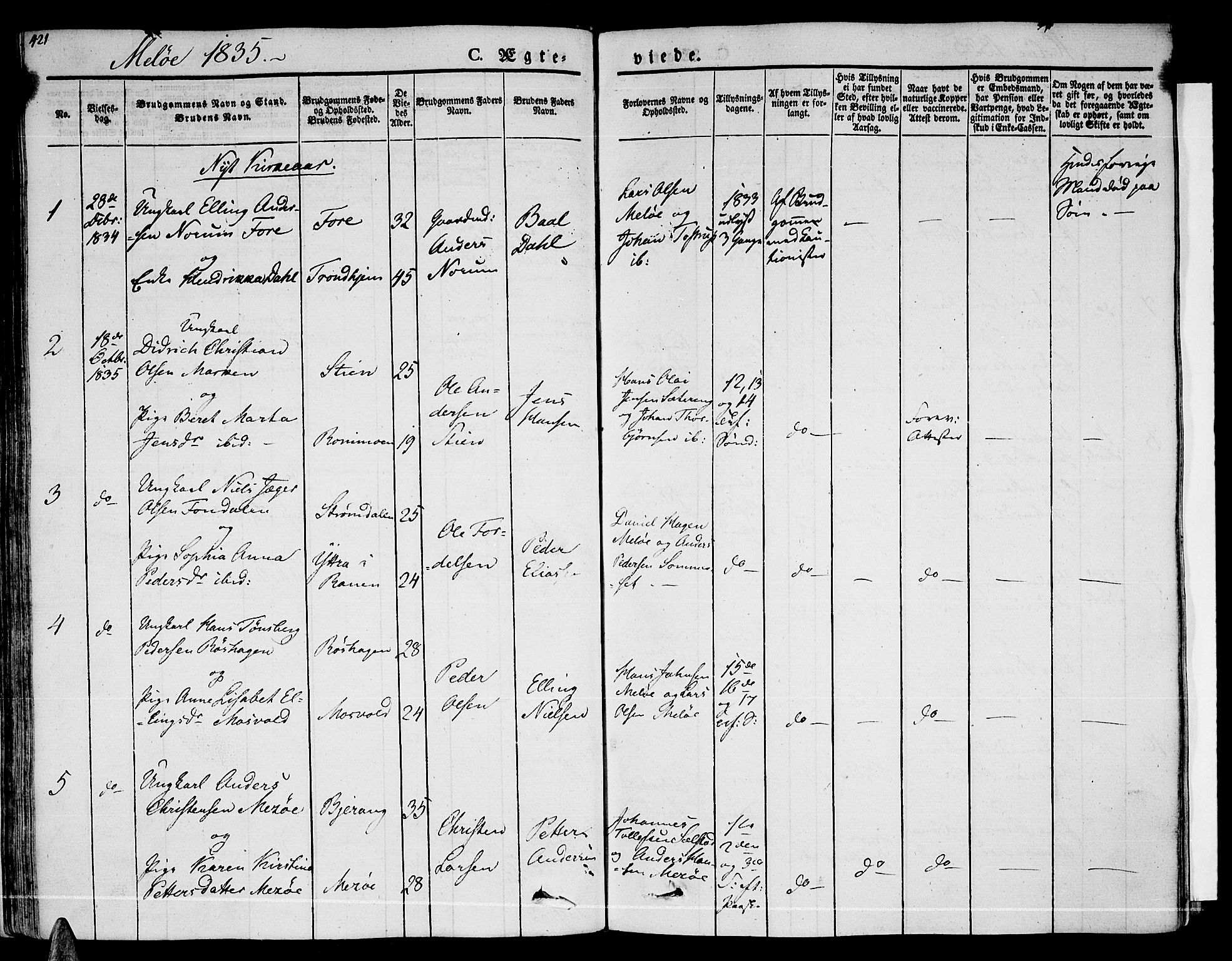 Ministerialprotokoller, klokkerbøker og fødselsregistre - Nordland, SAT/A-1459/841/L0600: Parish register (official) no. 841A07 /2, 1824-1843, p. 421