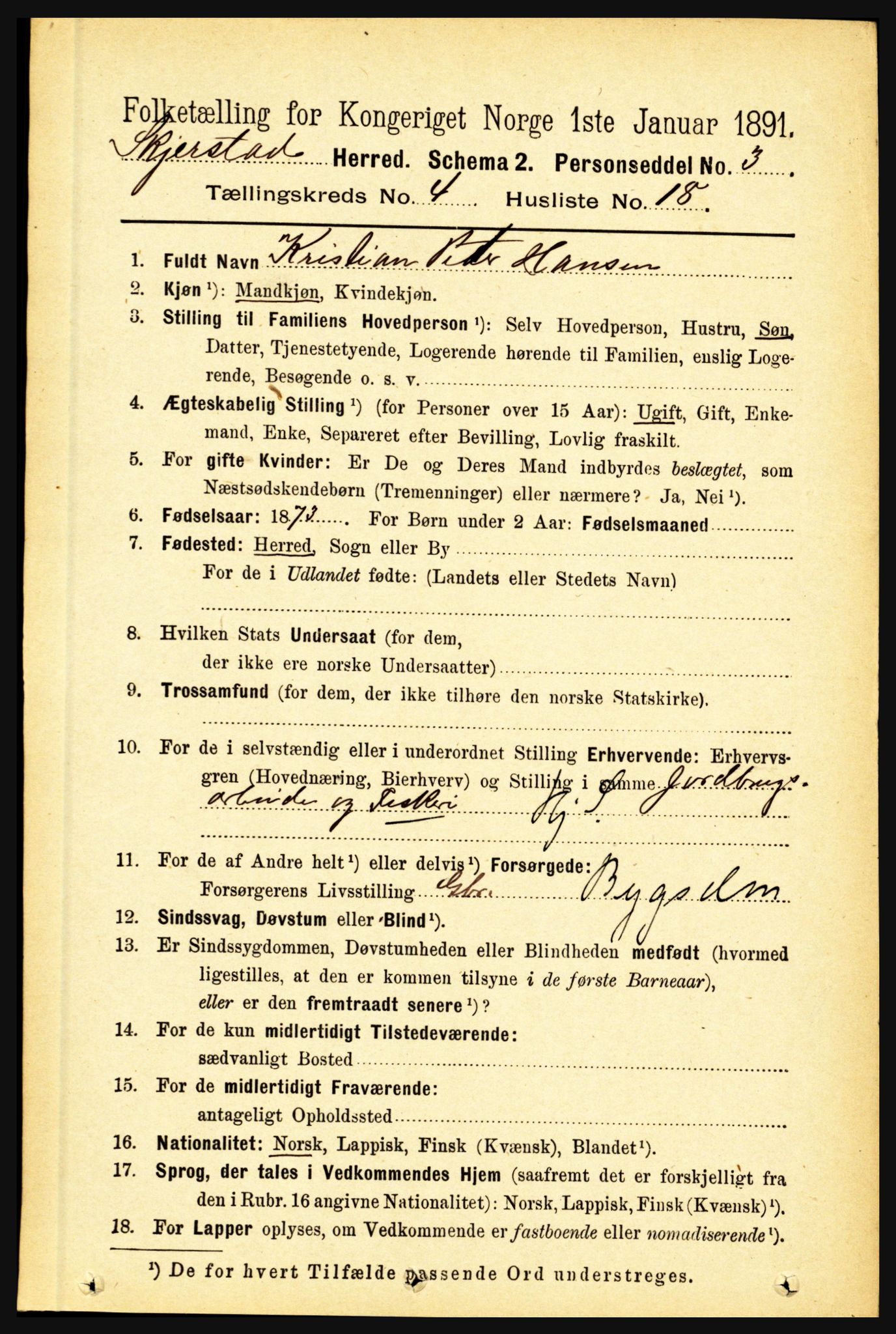 RA, 1891 census for 1842 Skjerstad, 1891, p. 1249