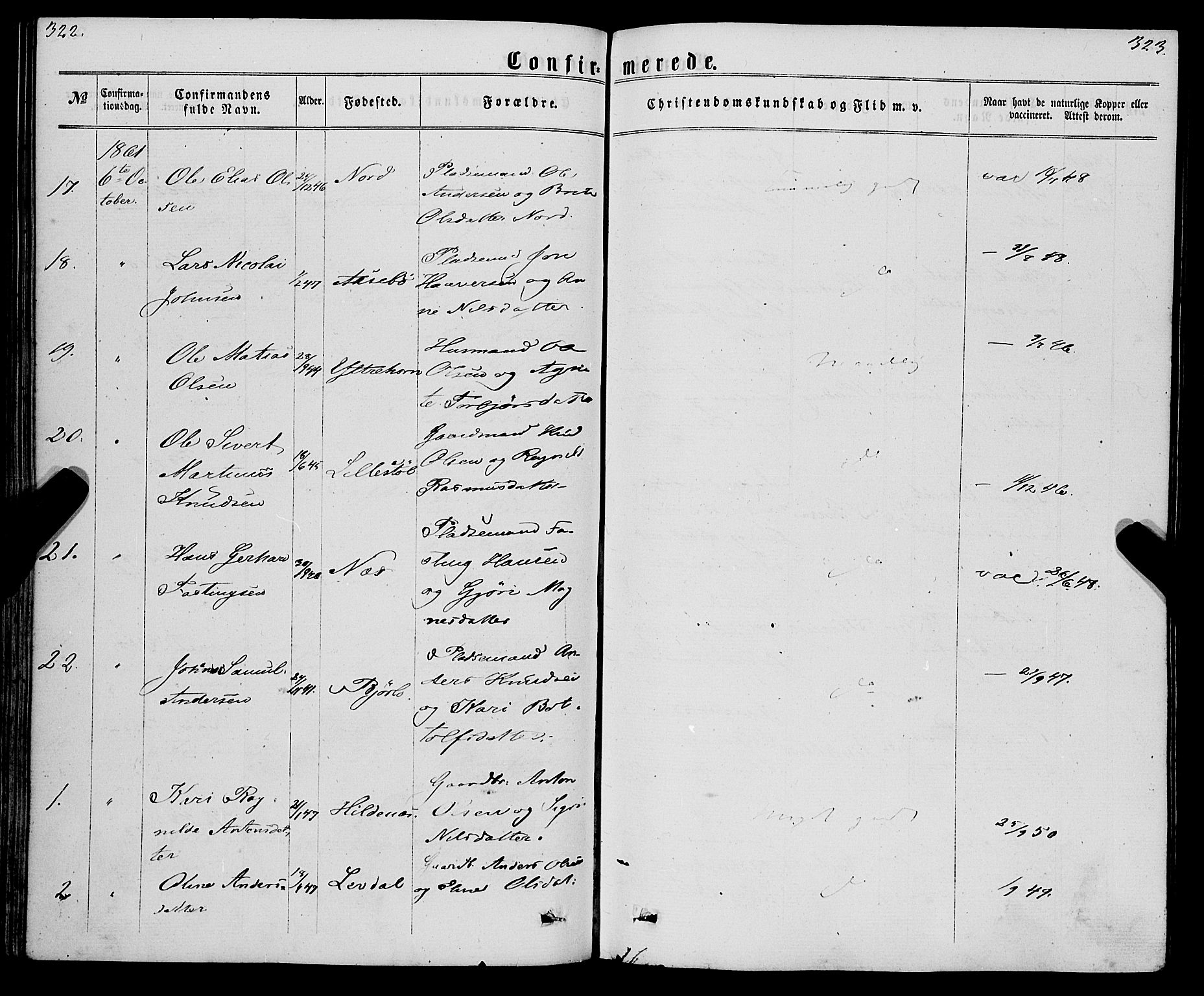 Eid sokneprestembete, SAB/A-82301/H/Haa/Haaa/L0009: Parish register (official) no. A 9, 1861-1868, p. 322-323