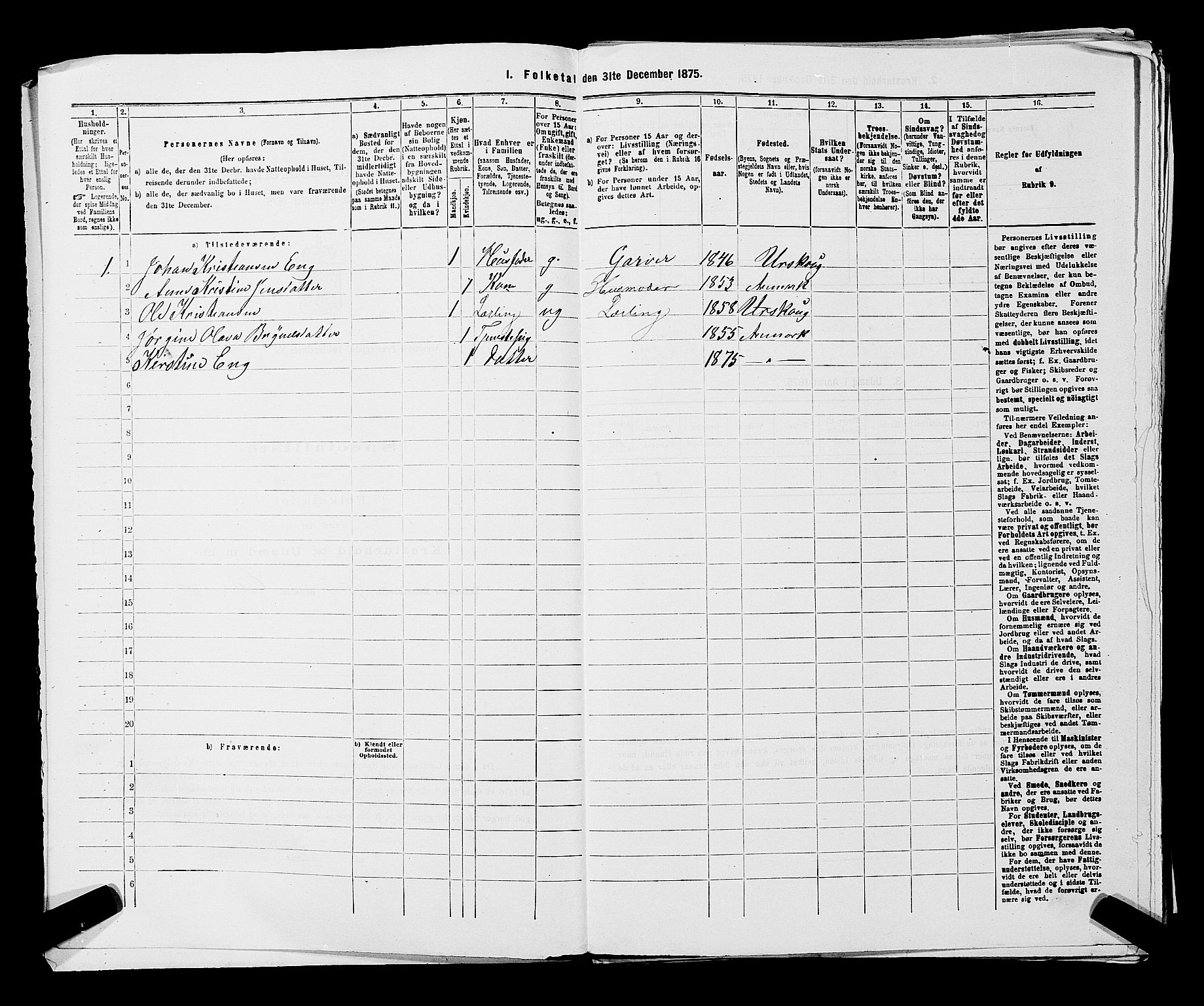 RA, 1875 census for 0118P Aremark, 1875, p. 1045
