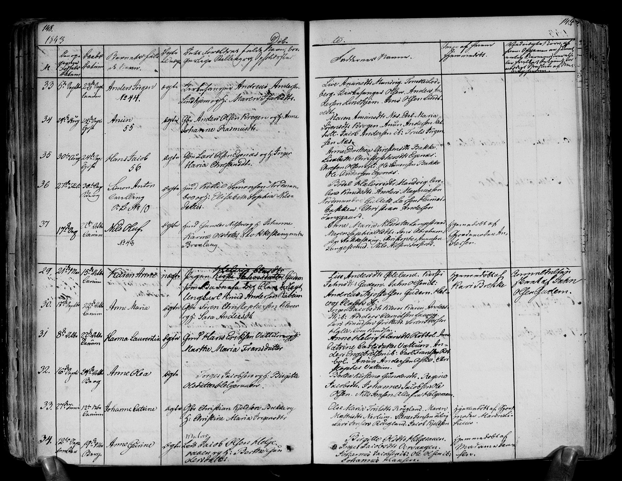 Brunlanes kirkebøker, AV/SAKO-A-342/F/Fa/L0003: Parish register (official) no. I 3, 1834-1845, p. 148-149