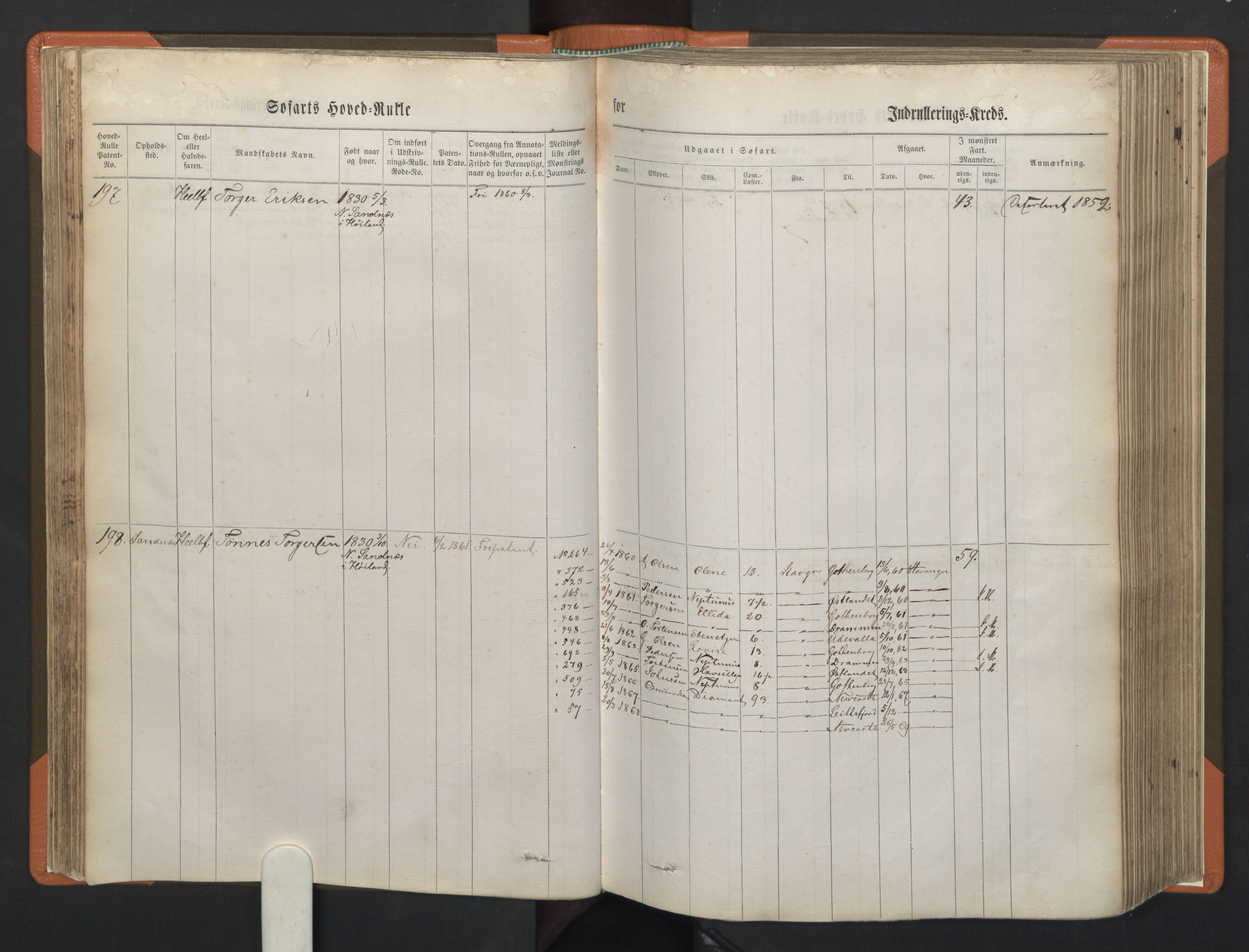 Stavanger sjømannskontor, AV/SAST-A-102006/F/Fb/Fbb/L0001: Sjøfartshovedrulle, patentnr. 1-720 (del 1), 1860-1863, p. 102