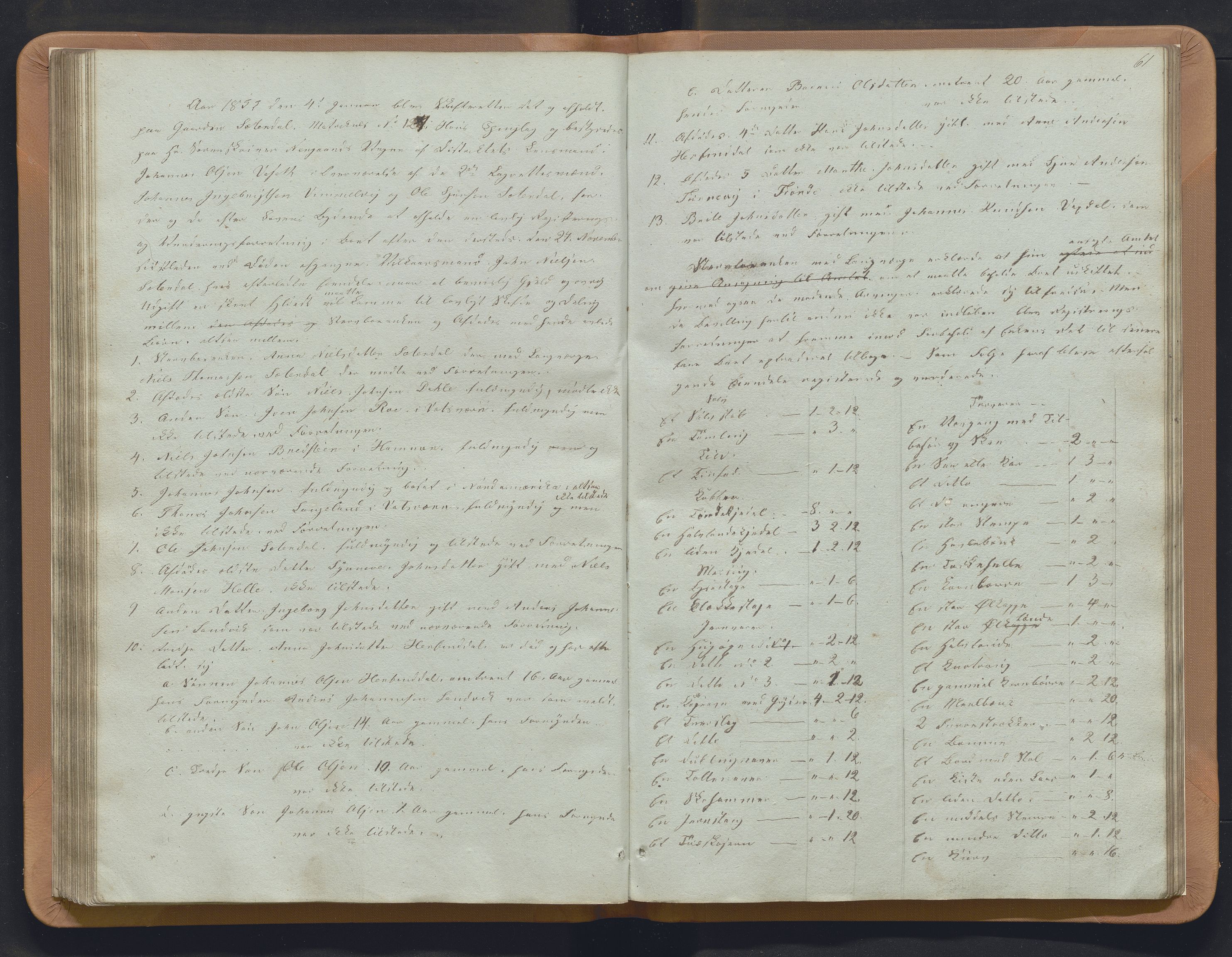 Nordhordland sorenskrivar, SAB/A-2901/1/H/Hb/L0008: Registreringsprotokollar, 1853-1855, p. 61