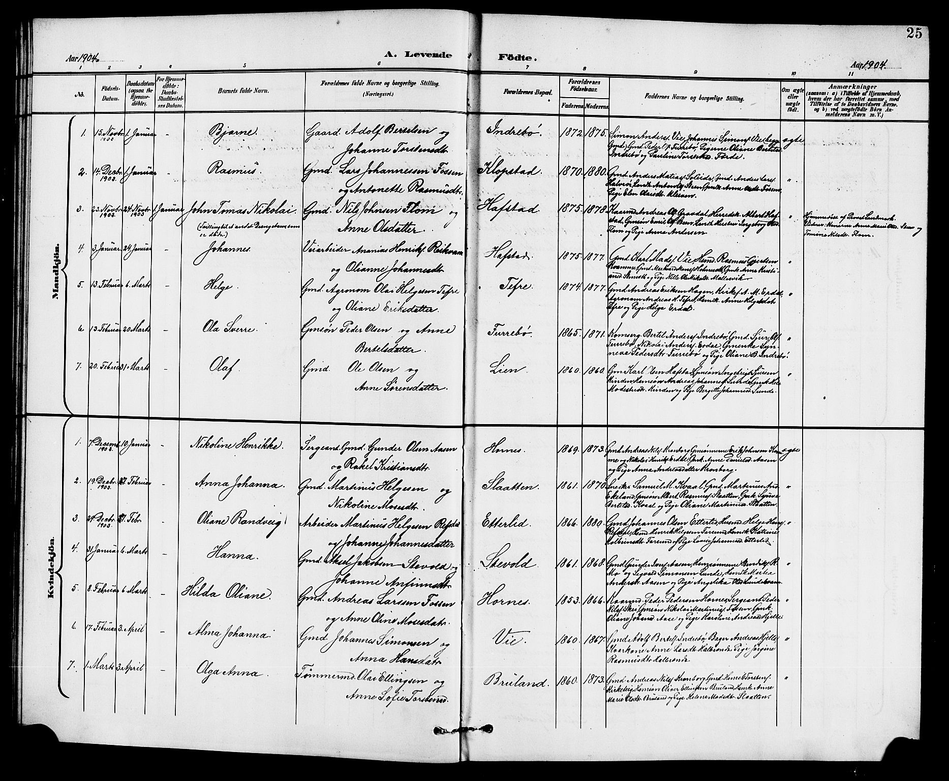 Førde sokneprestembete, SAB/A-79901/H/Hab/Haba/L0003: Parish register (copy) no. A 3, 1899-1924, p. 25