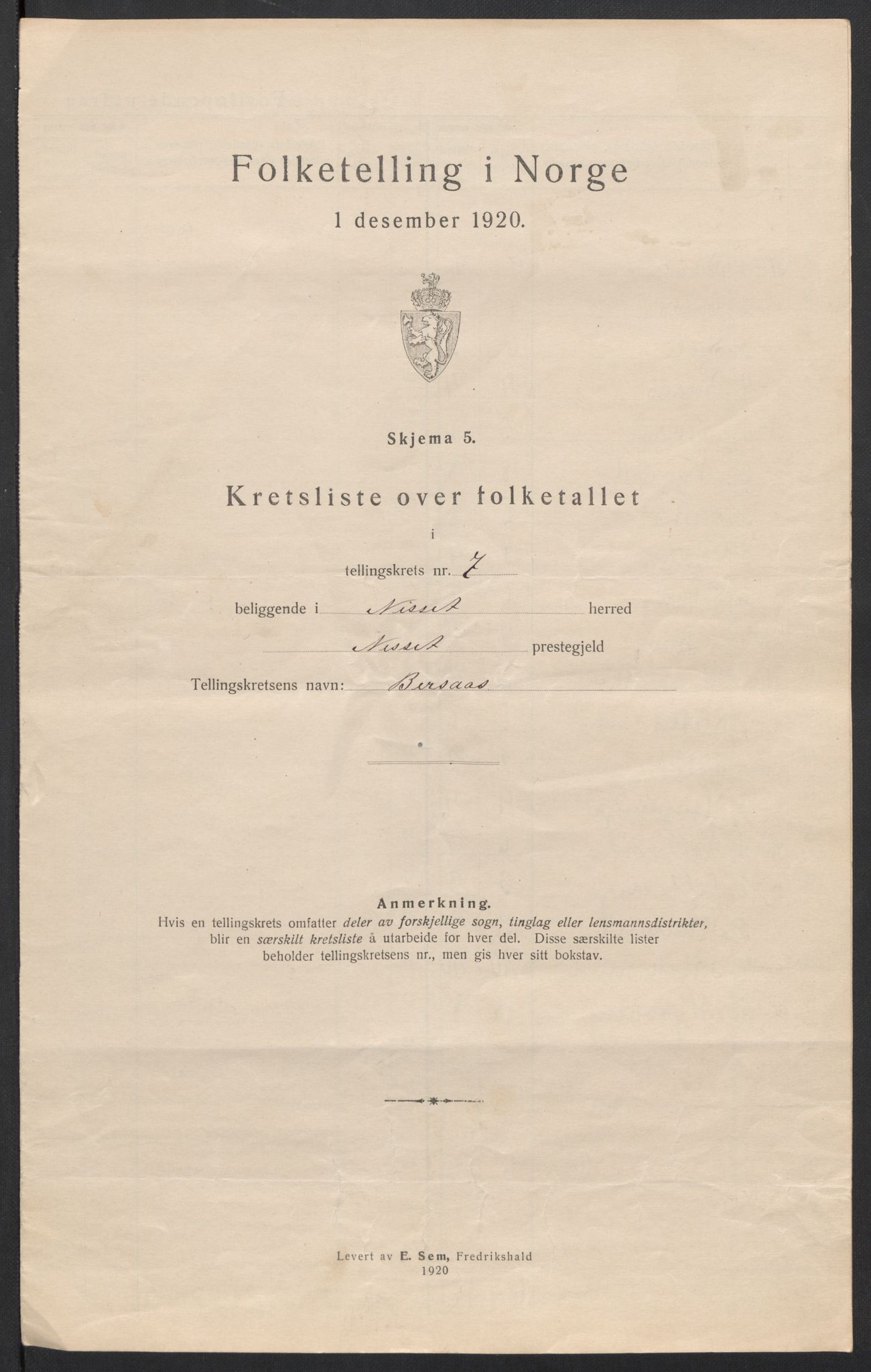 SAT, 1920 census for Nesset, 1920, p. 28