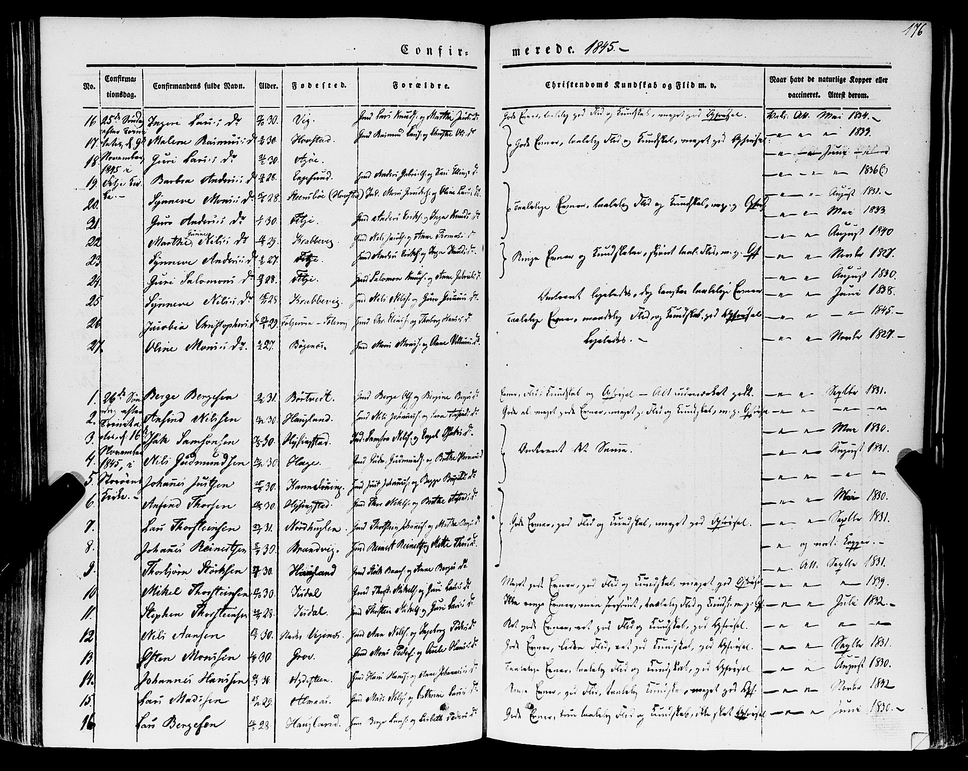 Stord sokneprestembete, SAB/A-78201/H/Haa: Parish register (official) no. A 7, 1841-1861, p. 176
