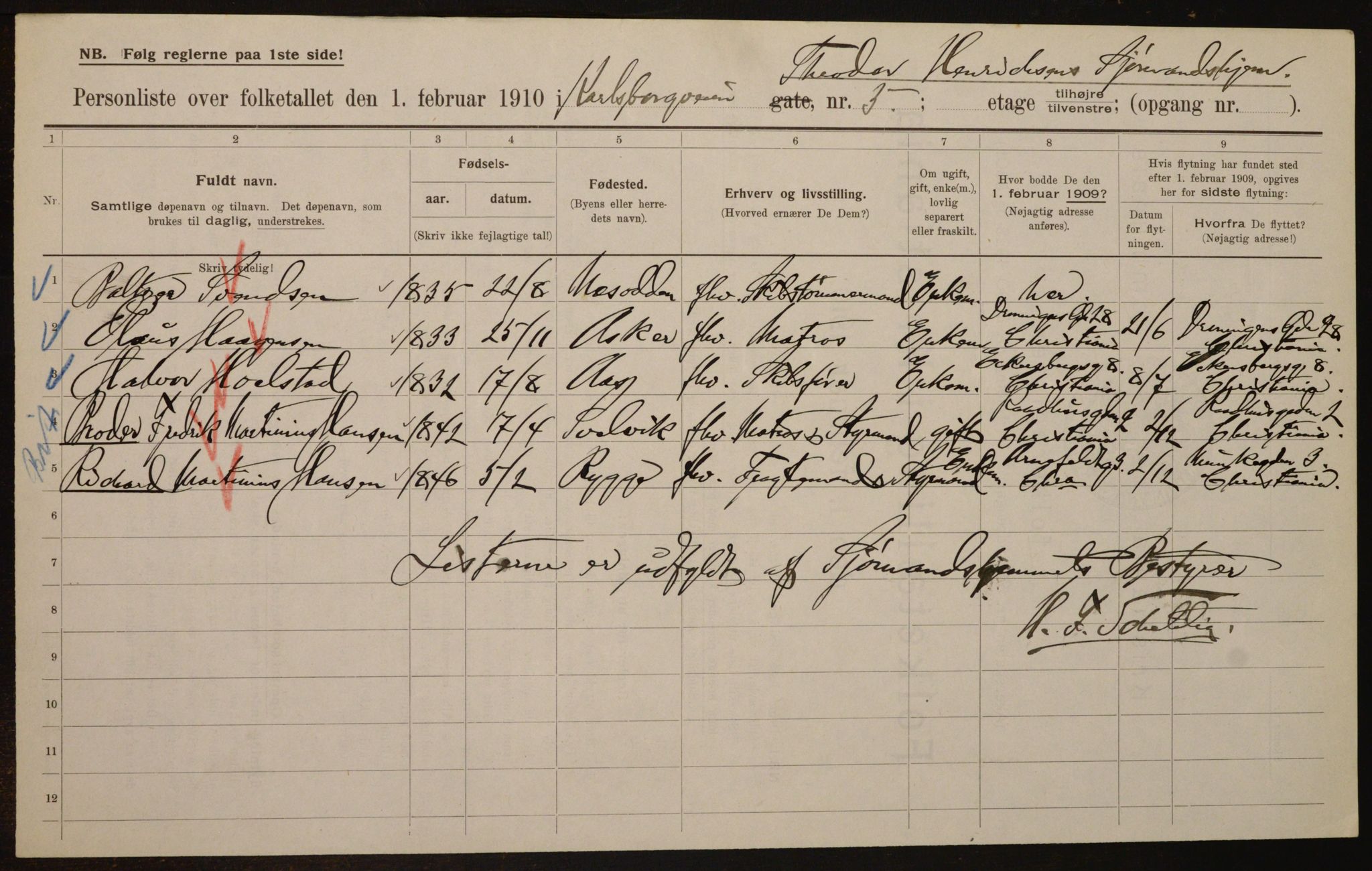 OBA, Municipal Census 1910 for Kristiania, 1910, p. 47525