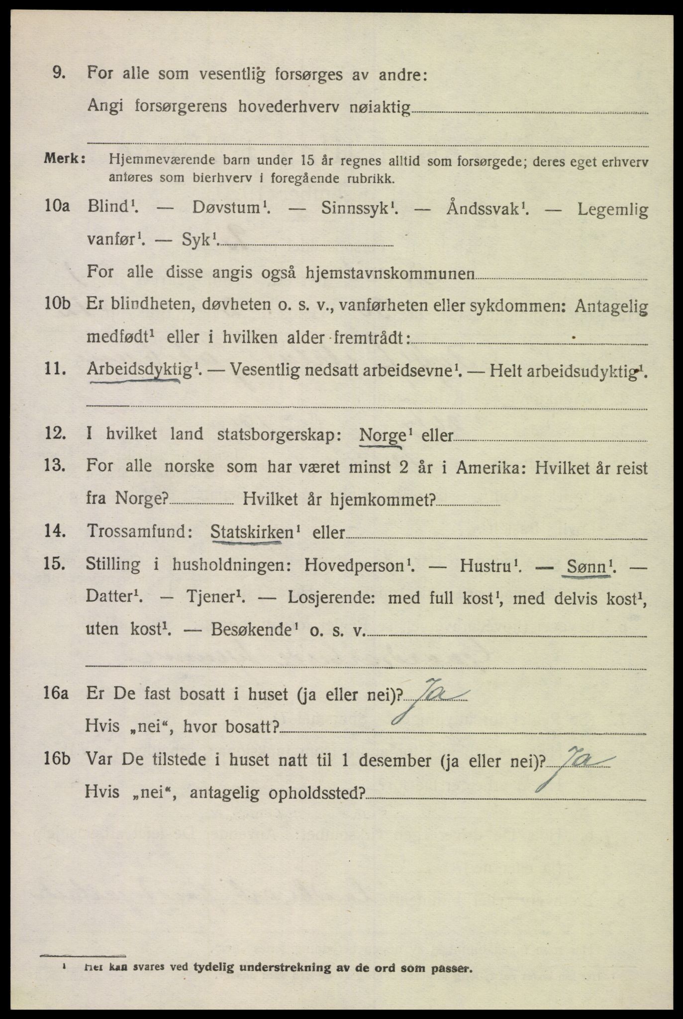 SAK, 1920 census for Tveit, 1920, p. 1201