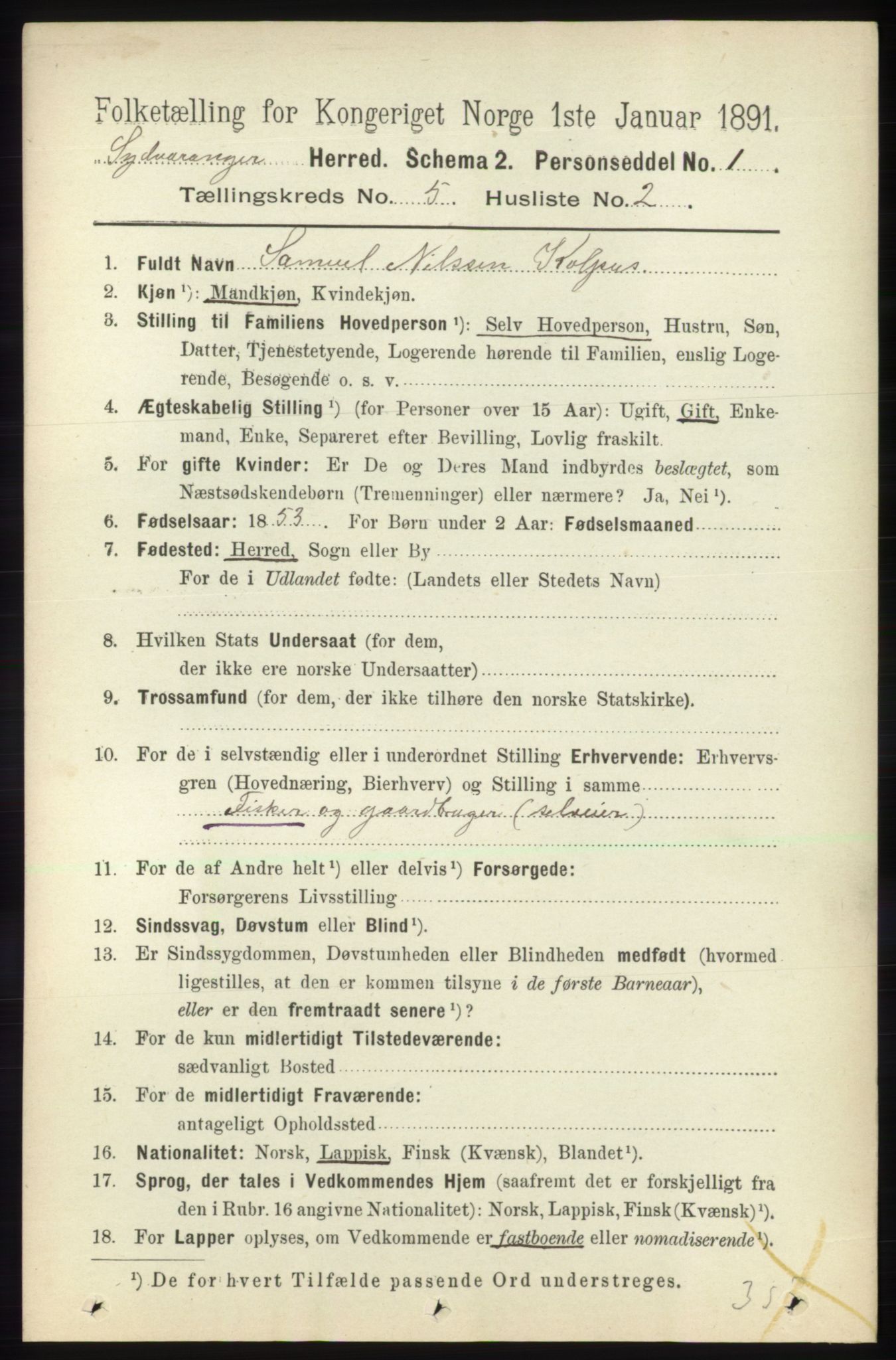 RA, 1891 census for 2030 Sør-Varanger, 1891, p. 1577