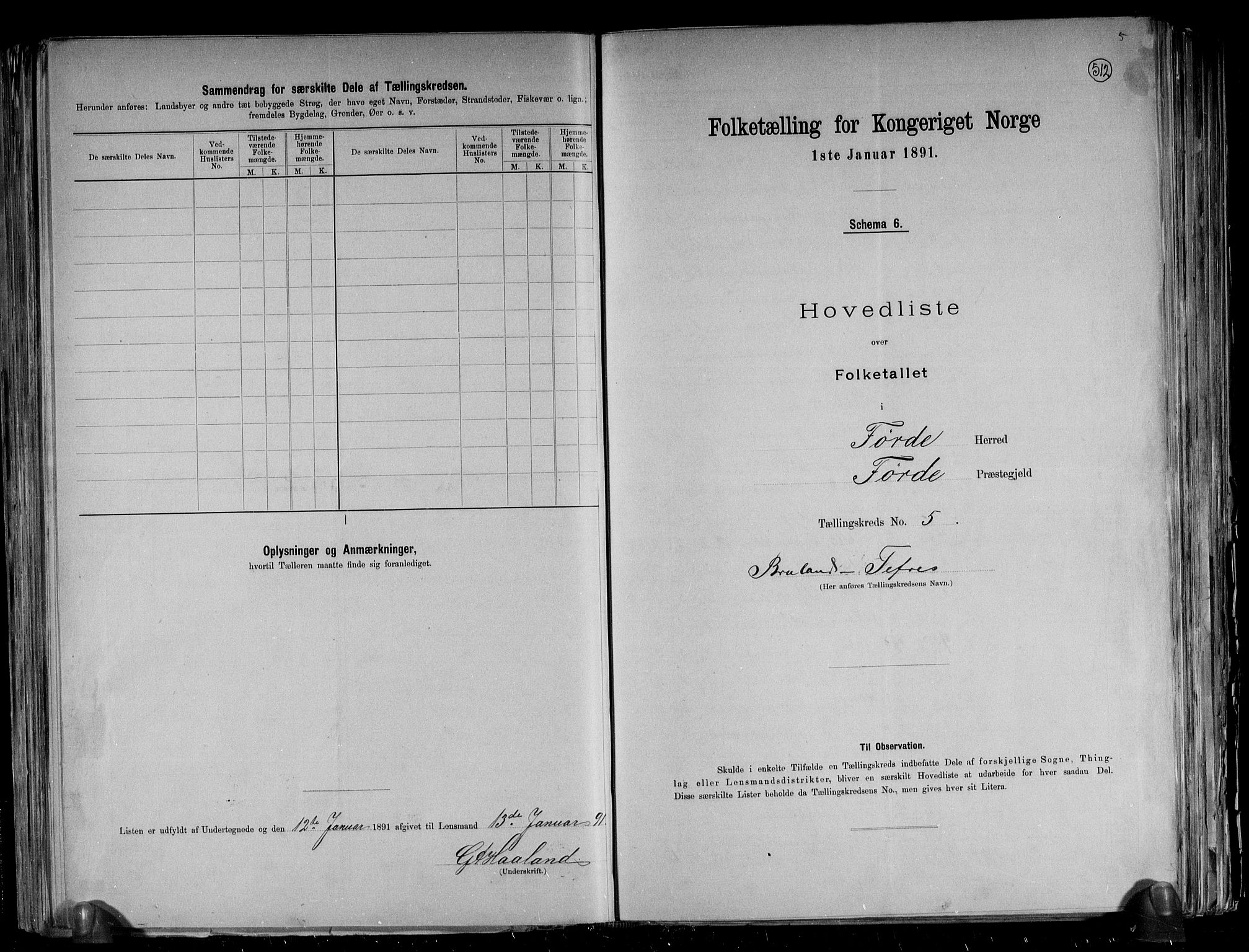 RA, 1891 census for 1432 Førde, 1891, p. 12