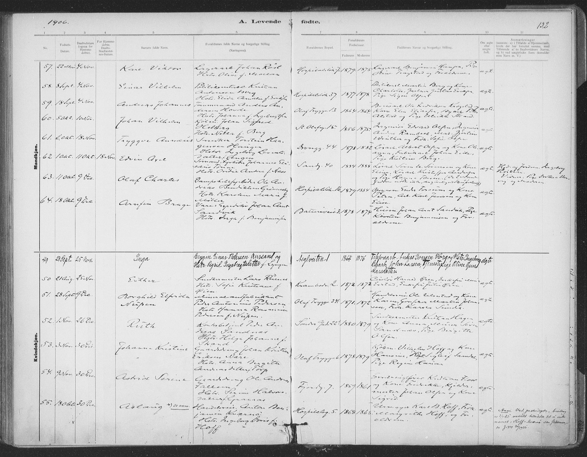 Ministerialprotokoller, klokkerbøker og fødselsregistre - Sør-Trøndelag, SAT/A-1456/602/L0122: Parish register (official) no. 602A20, 1892-1908, p. 132