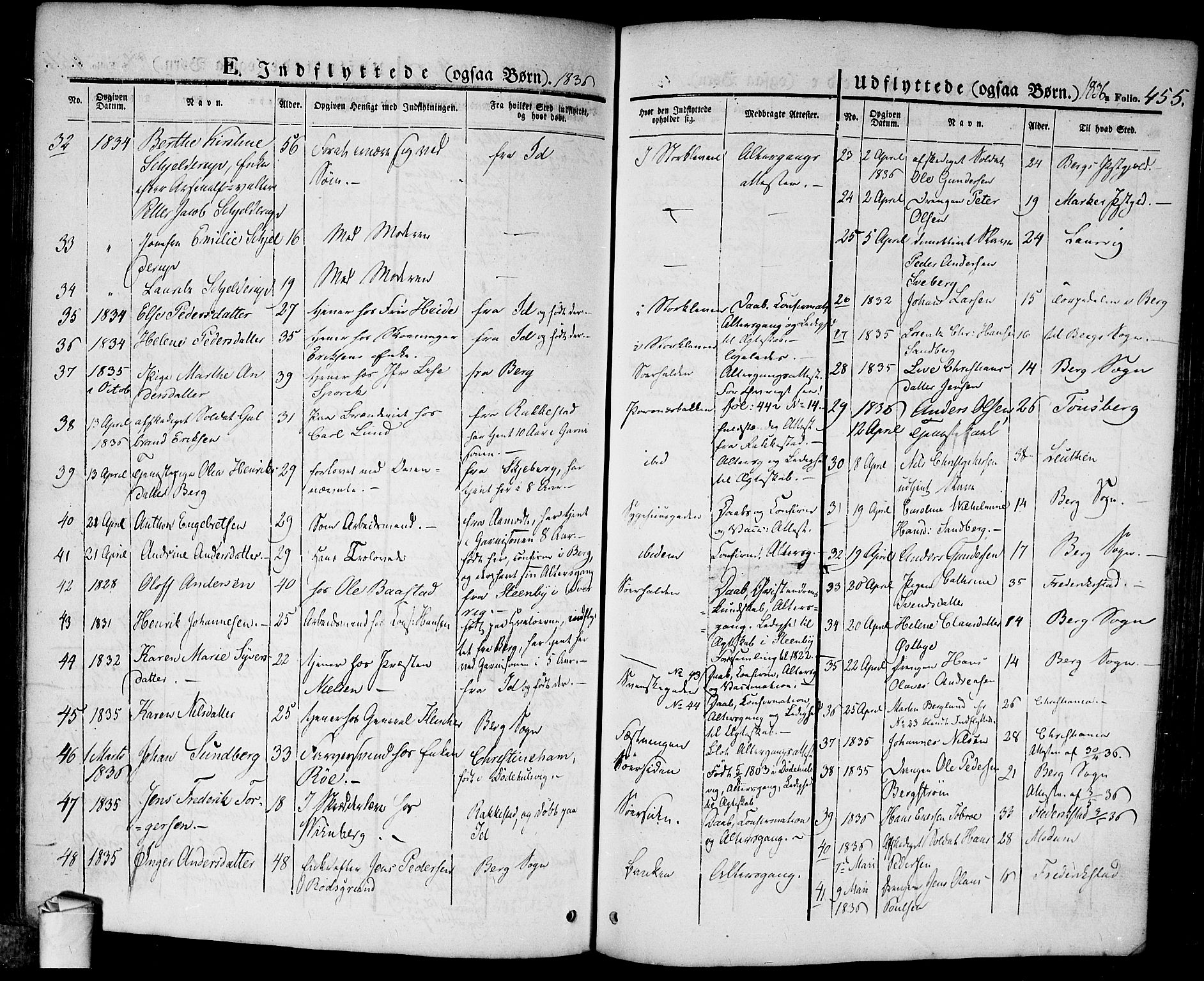 Halden prestekontor Kirkebøker, AV/SAO-A-10909/F/Fa/L0005: Parish register (official) no. I 5, 1834-1845, p. 455