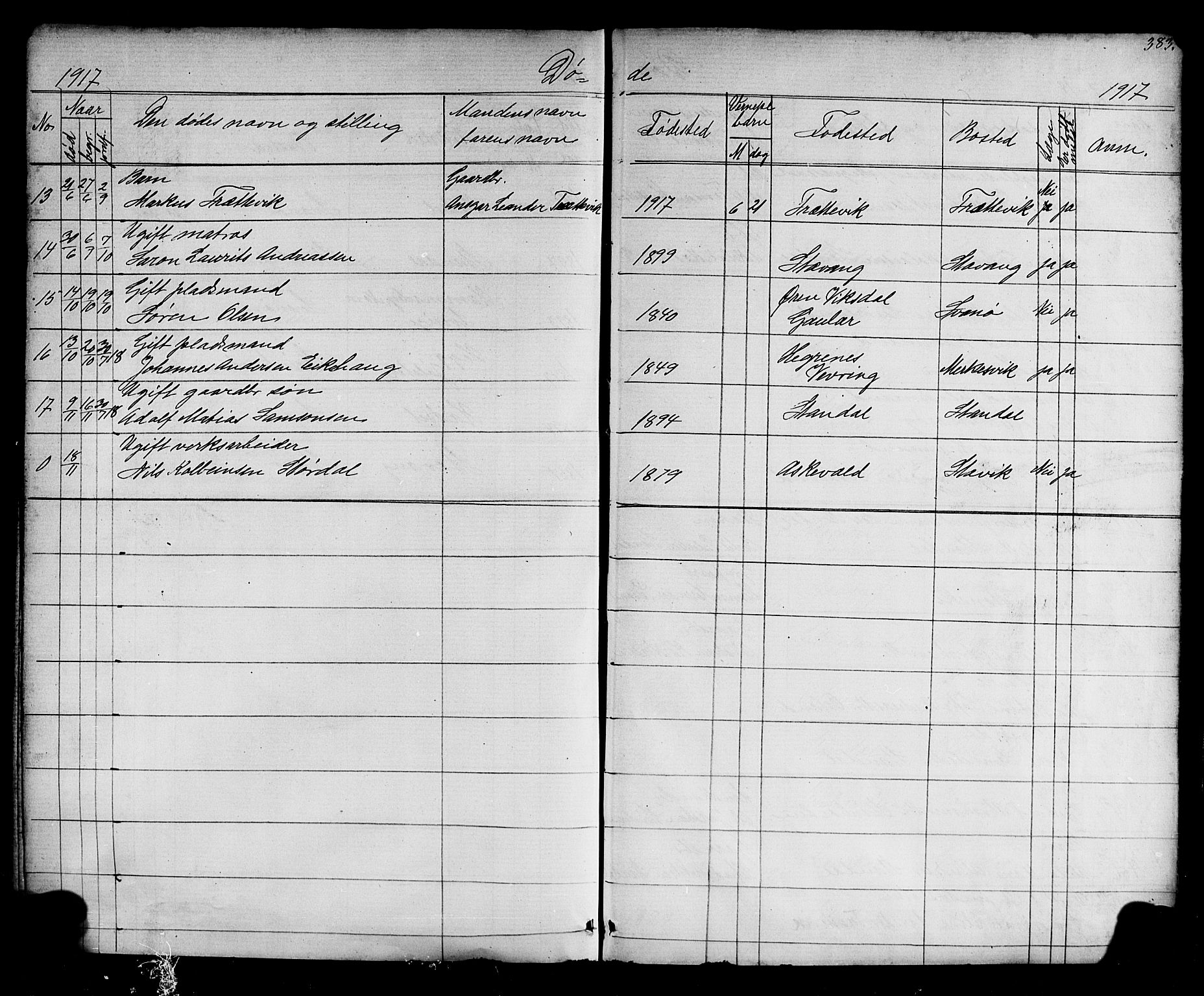 Kinn sokneprestembete, AV/SAB-A-80801/H/Hab/Habc/L0002: Parish register (copy) no. C 2, 1869-1918, p. 383