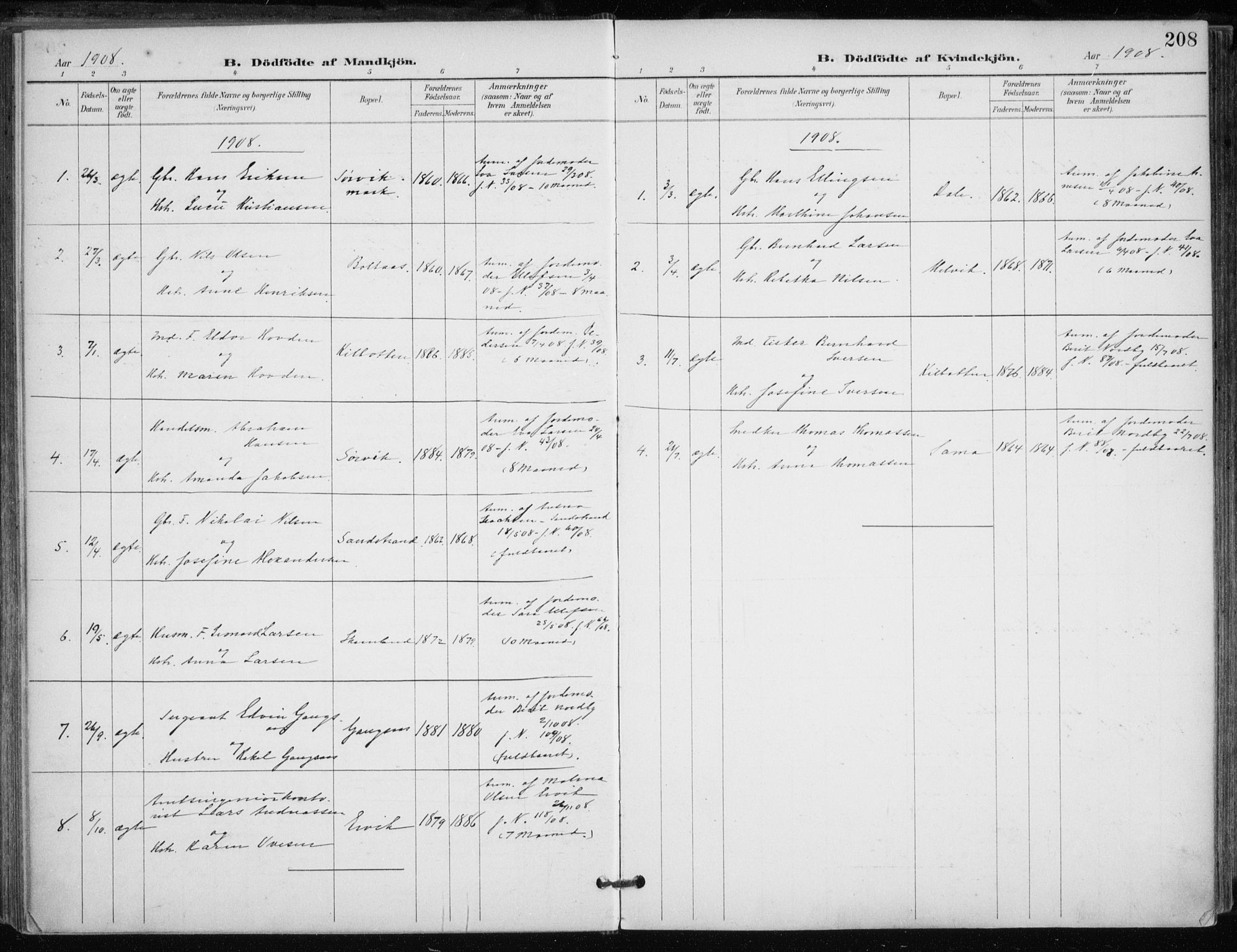 Trondenes sokneprestkontor, AV/SATØ-S-1319/H/Ha/L0017kirke: Parish register (official) no. 17, 1899-1908, p. 208