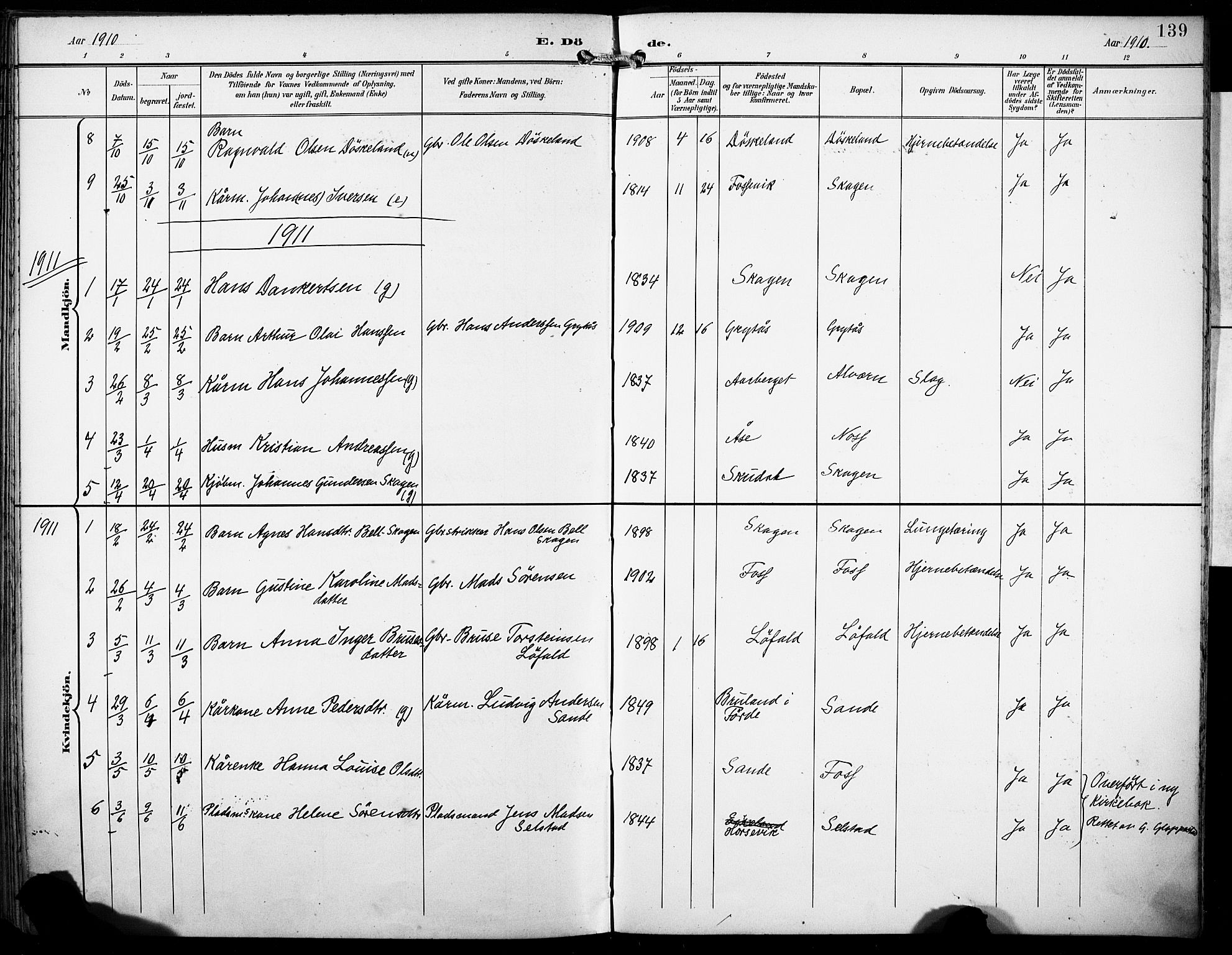 Gaular sokneprestembete, AV/SAB-A-80001/H/Haa: Parish register (official) no. B 2, 1898-1911, p. 139