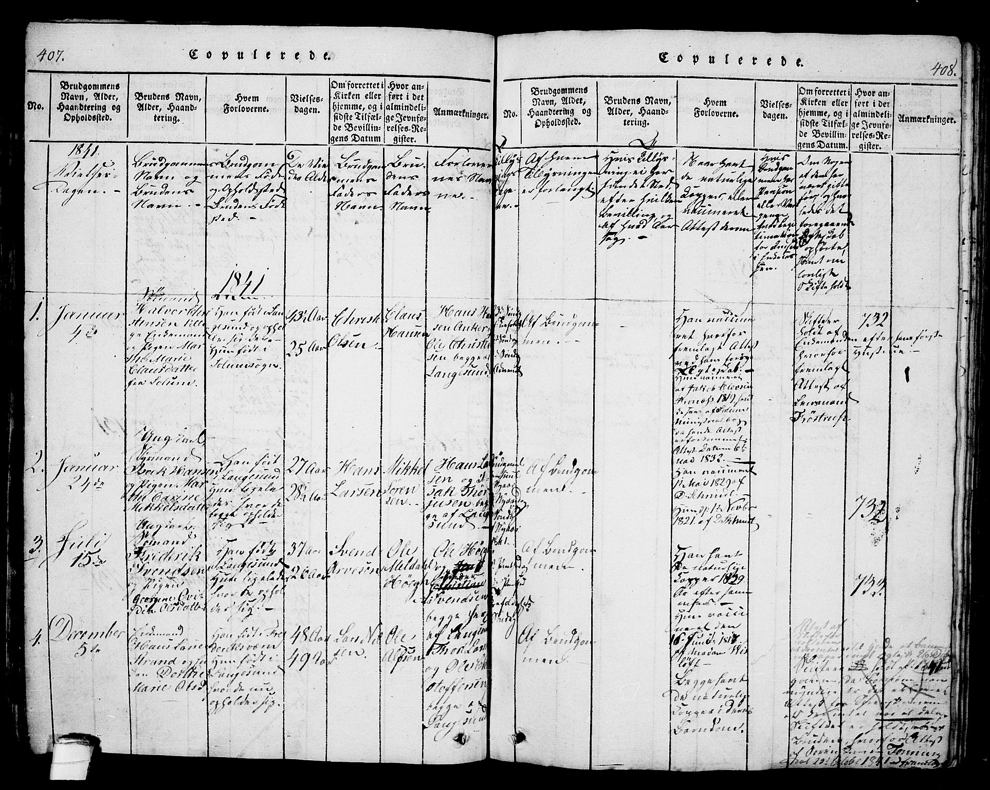 Langesund kirkebøker, SAKO/A-280/G/Ga/L0003: Parish register (copy) no. 3, 1815-1858, p. 407-408