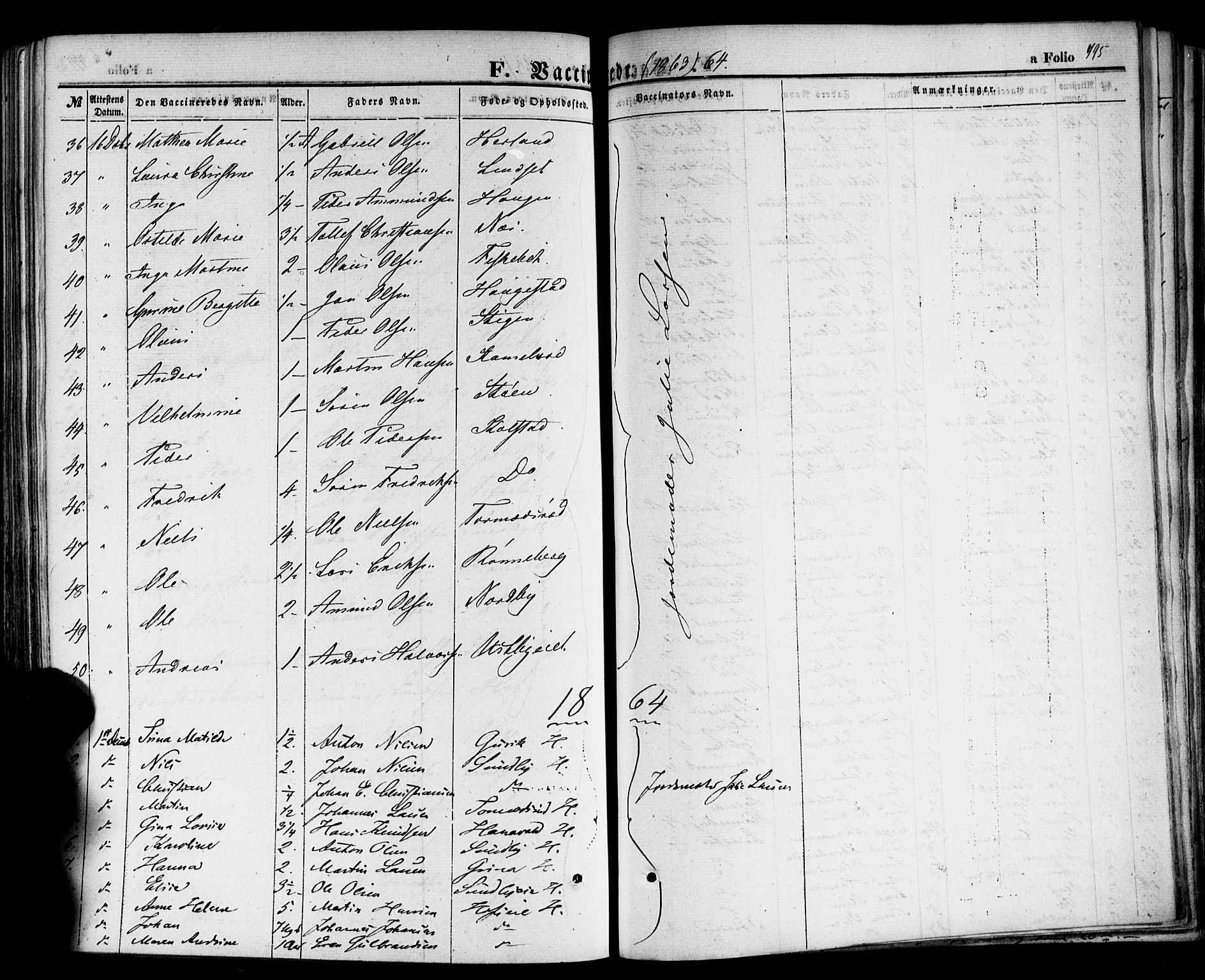 Hof kirkebøker, SAKO/A-64/F/Fa/L0006: Parish register (official) no. I 6, 1851-1877, p. 495