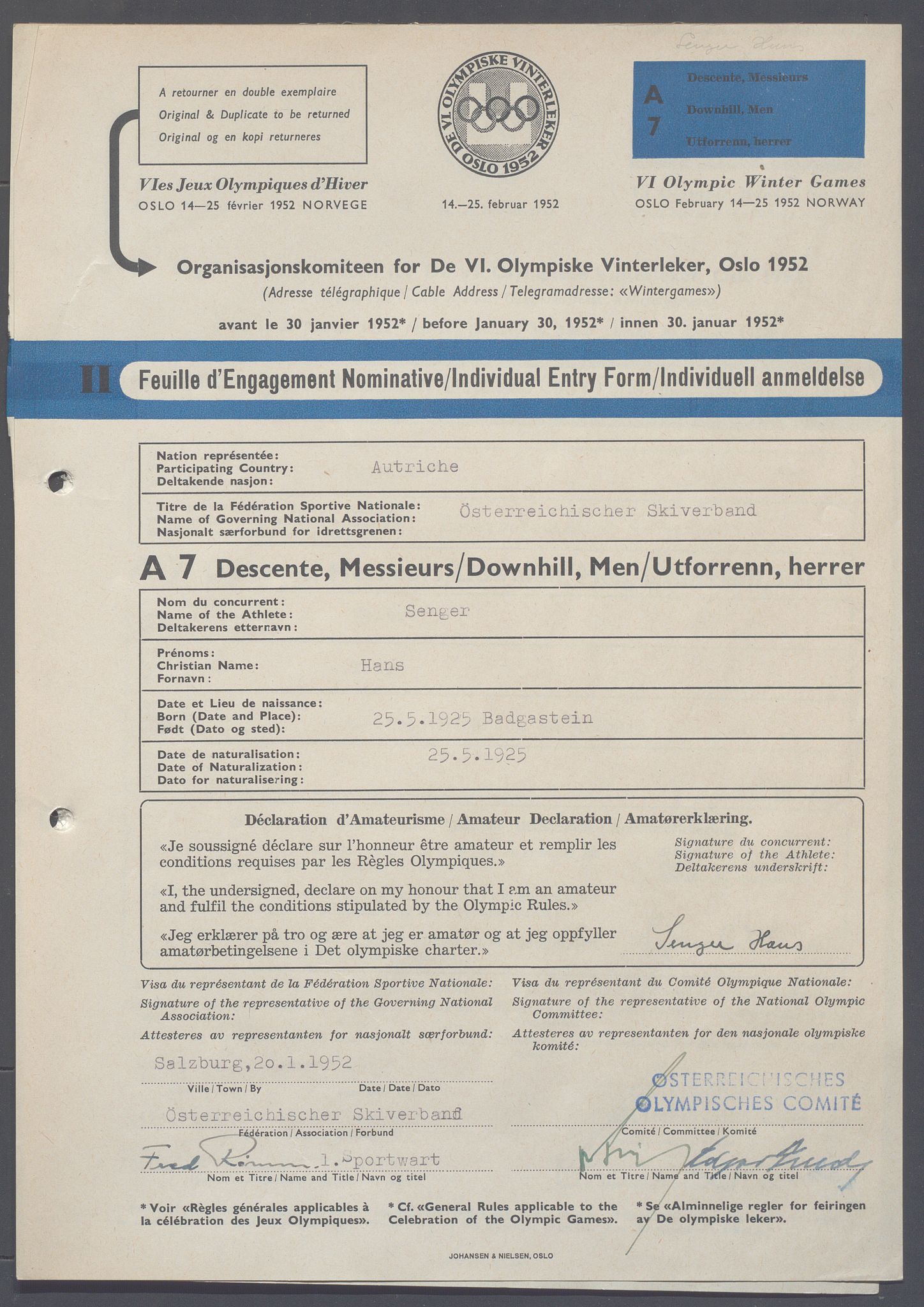 Organisasjonskomiteen for de VI. olympiske vinterleker, OBA/A-20130/H/Ha, 1951-1952, p. 530