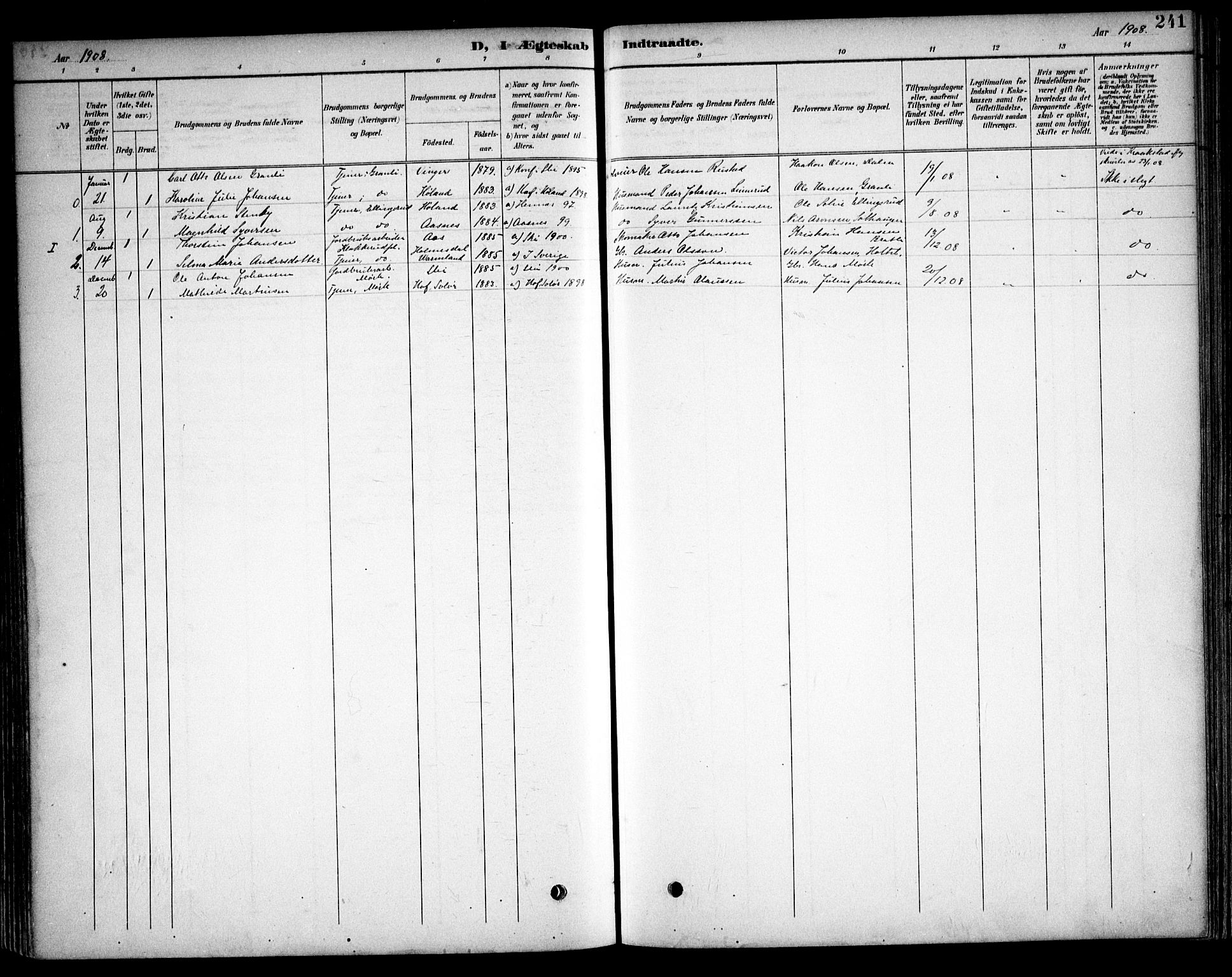 Kråkstad prestekontor Kirkebøker, AV/SAO-A-10125a/F/Fb/L0002: Parish register (official) no. II 2, 1893-1917, p. 241