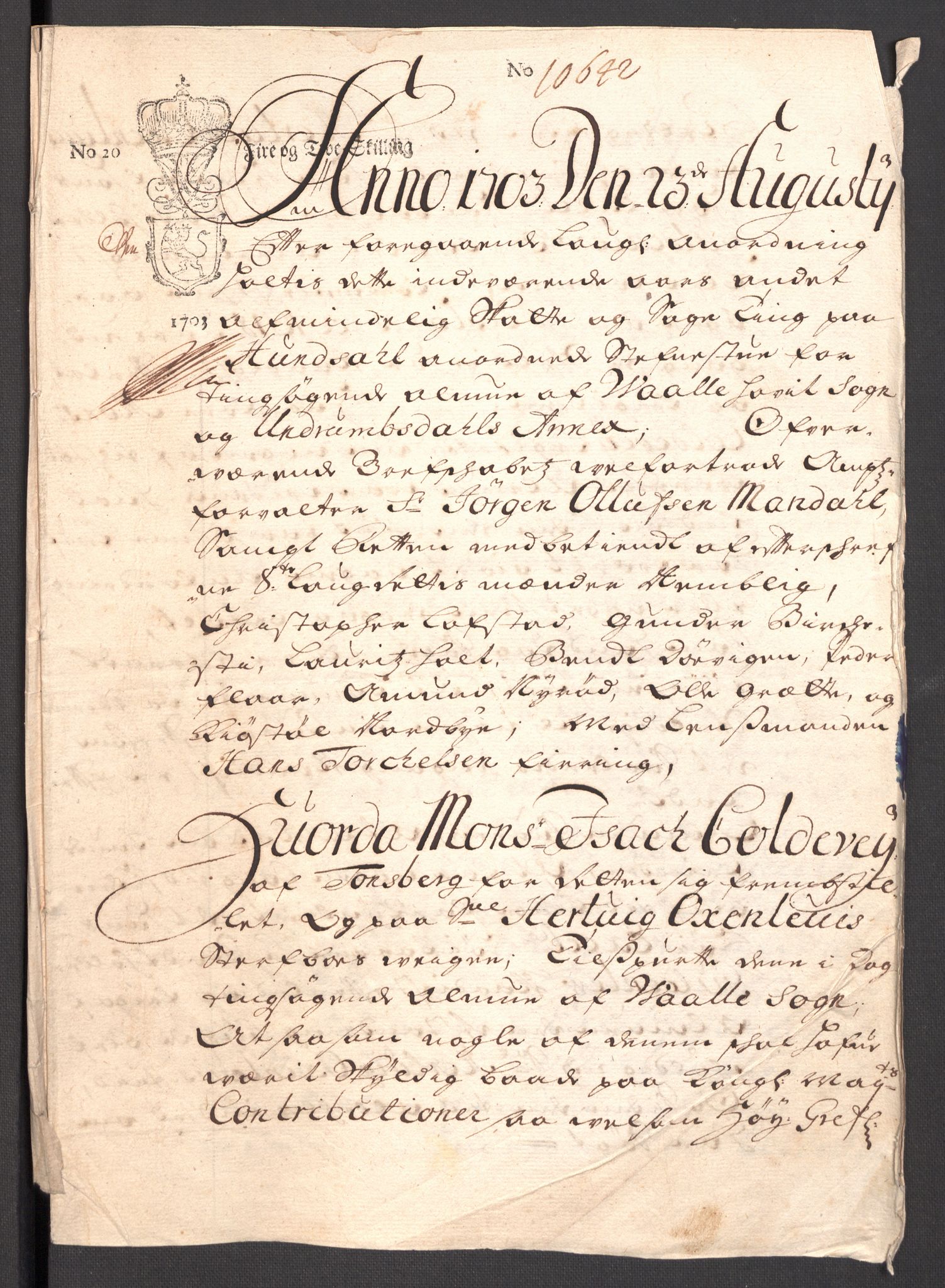 Rentekammeret inntil 1814, Reviderte regnskaper, Fogderegnskap, RA/EA-4092/R32/L1871: Fogderegnskap Jarlsberg grevskap, 1703-1705, p. 136