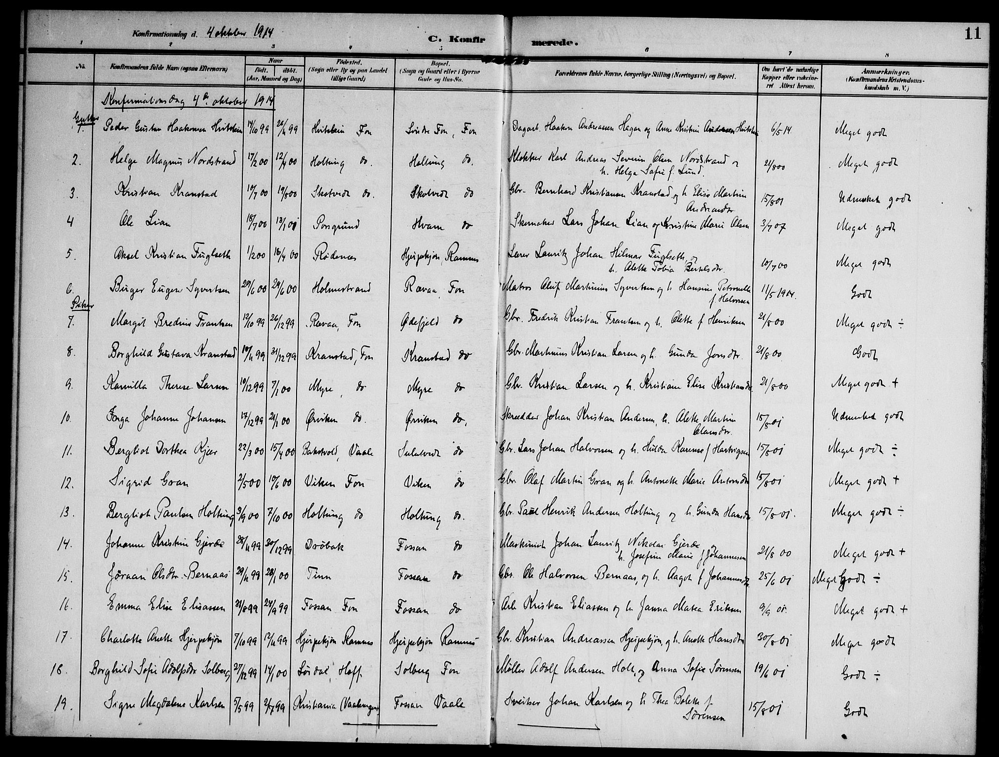 Ramnes kirkebøker, SAKO/A-314/F/Fd/L0004: Curate's parish register no. IV 4, 1907-1919, p. 11