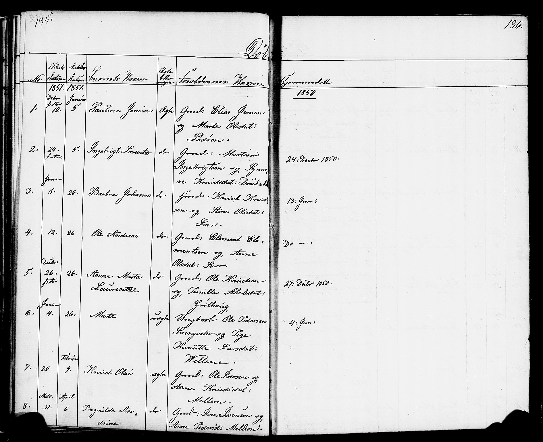 Hornindal sokneprestembete, SAB/A-82401/H/Haa/Haaa/L0001: Parish register (official) no. A 1, 1837-1866, p. 136-137