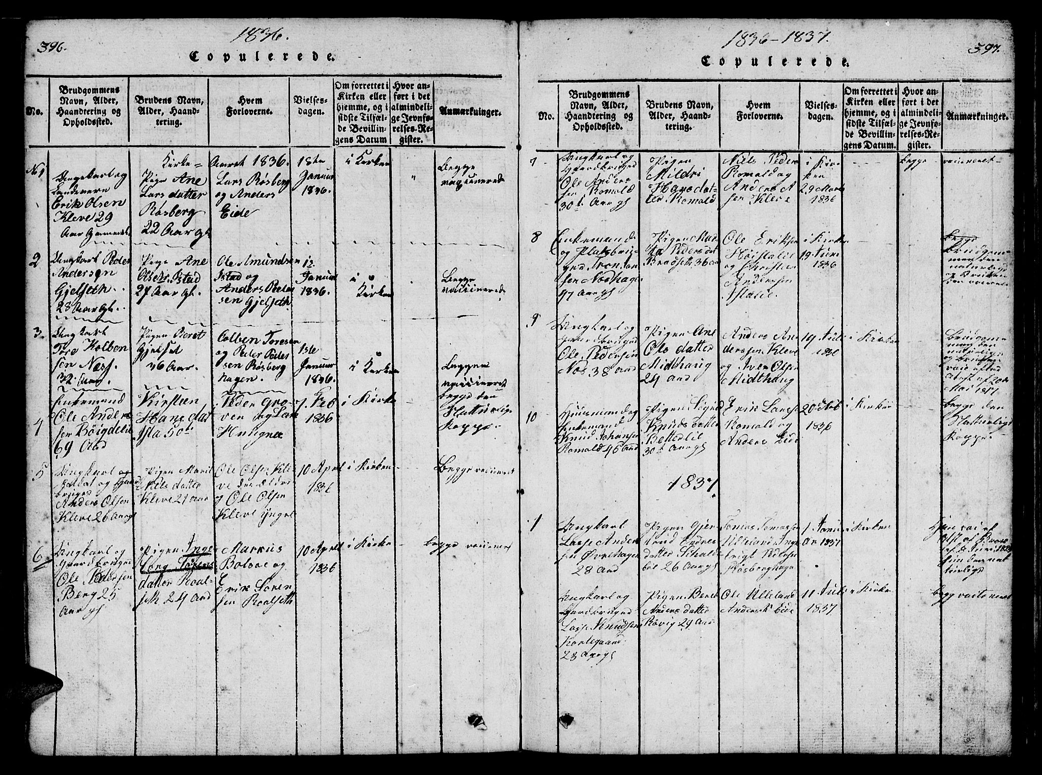 Ministerialprotokoller, klokkerbøker og fødselsregistre - Møre og Romsdal, SAT/A-1454/557/L0679: Parish register (official) no. 557A01, 1818-1843, p. 396-397