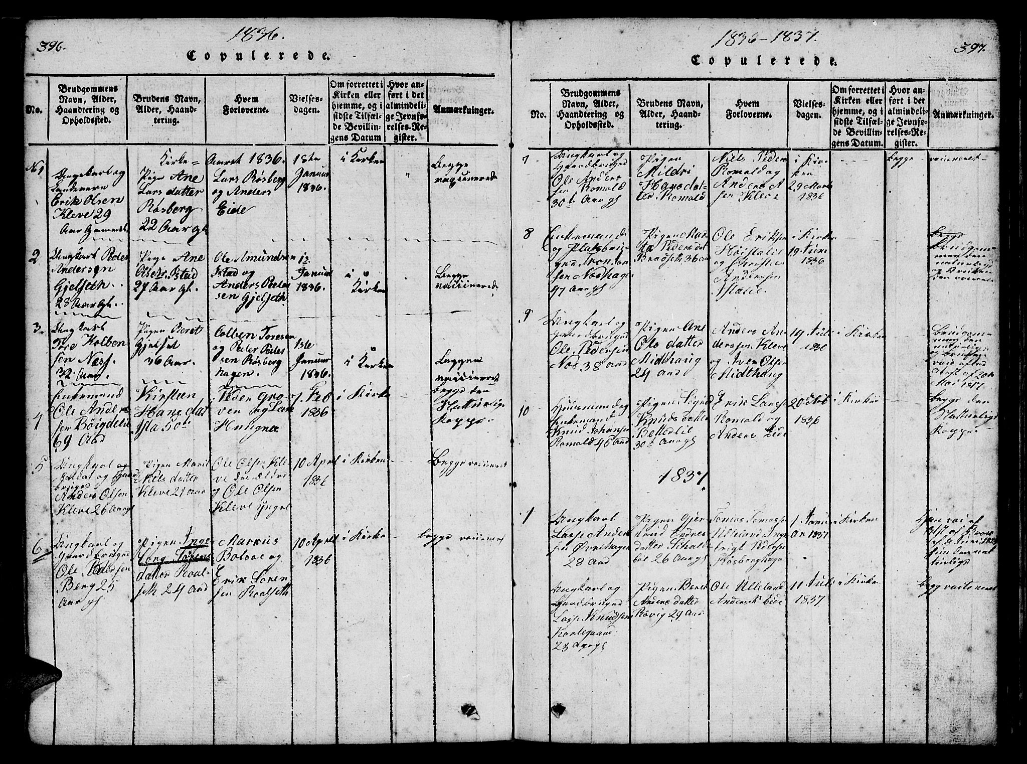 Ministerialprotokoller, klokkerbøker og fødselsregistre - Møre og Romsdal, AV/SAT-A-1454/557/L0679: Parish register (official) no. 557A01, 1818-1843, p. 396-397