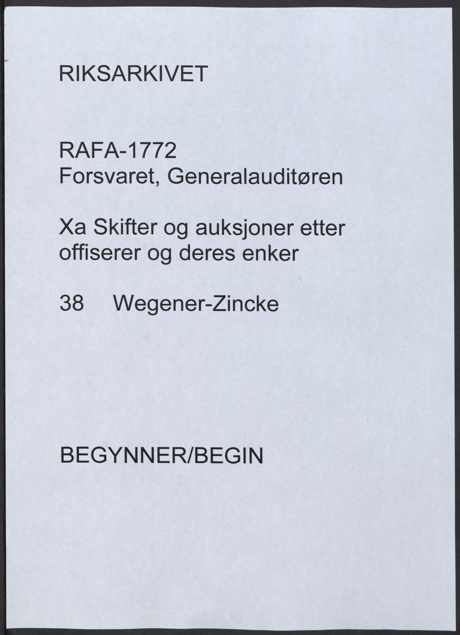 Forsvaret, Generalauditøren, AV/RA-RAFA-1772/F/Fj/Fja/L0038: --, 1744-1821, p. 1