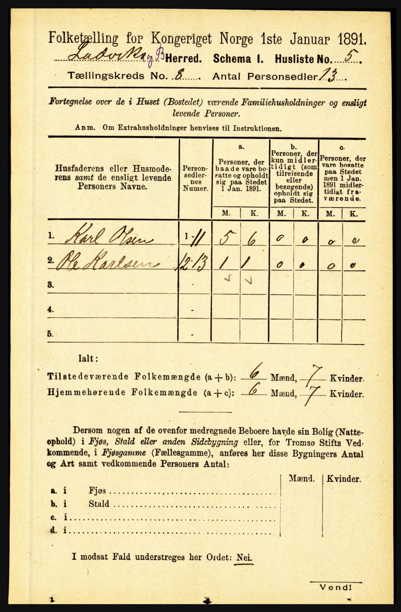 RA, 1891 census for 1415 Lavik og Brekke, 1891, p. 1467