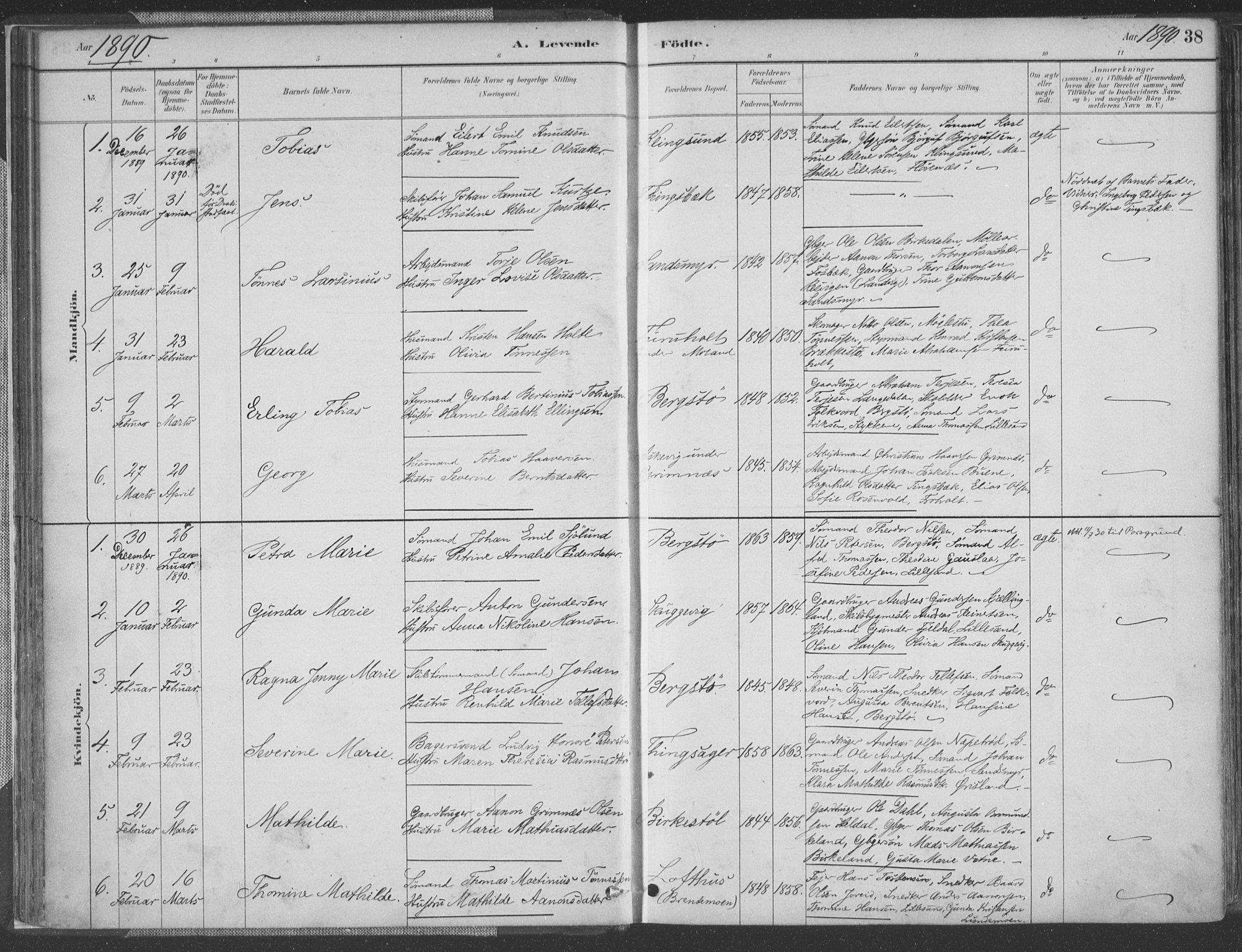 Vestre Moland sokneprestkontor, SAK/1111-0046/F/Fa/Fab/L0009: Parish register (official) no. A 9, 1884-1899, p. 38