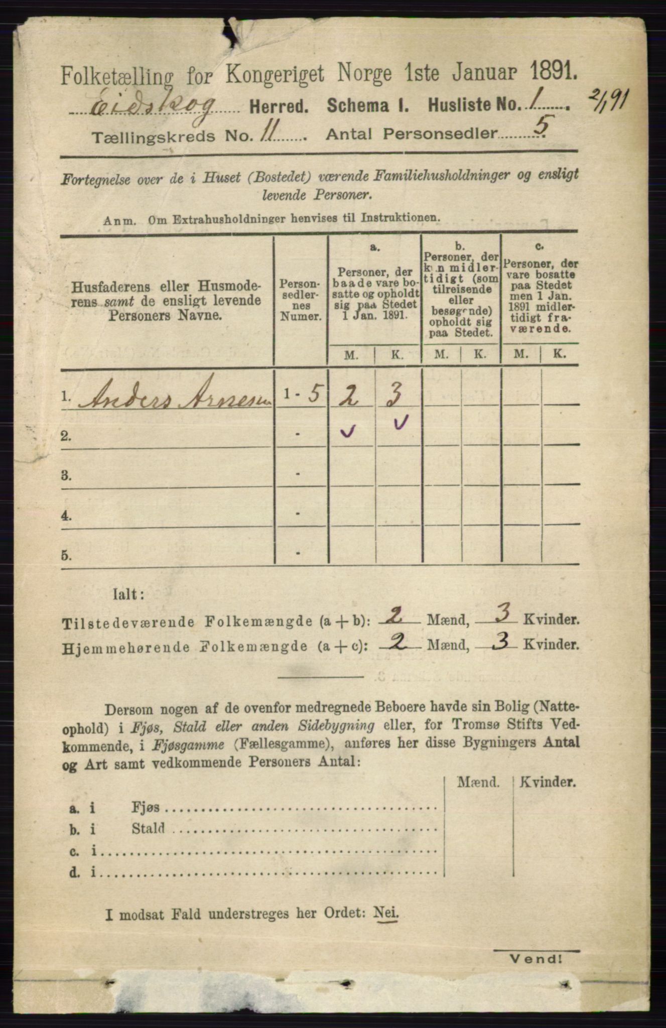 RA, 1891 census for 0420 Eidskog, 1891, p. 6707