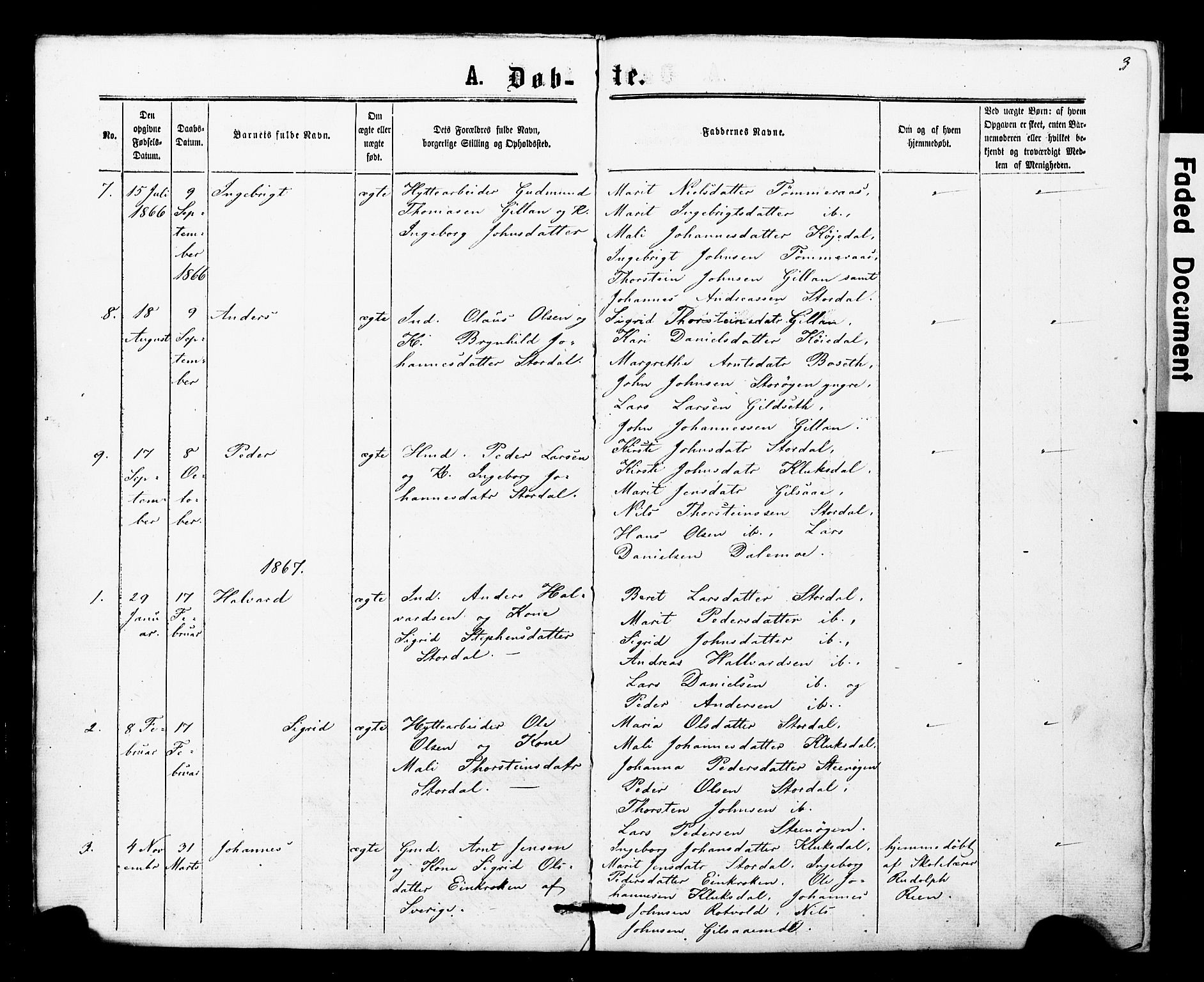 Ministerialprotokoller, klokkerbøker og fødselsregistre - Nord-Trøndelag, SAT/A-1458/707/L0052: Parish register (copy) no. 707C01, 1864-1897, p. 3
