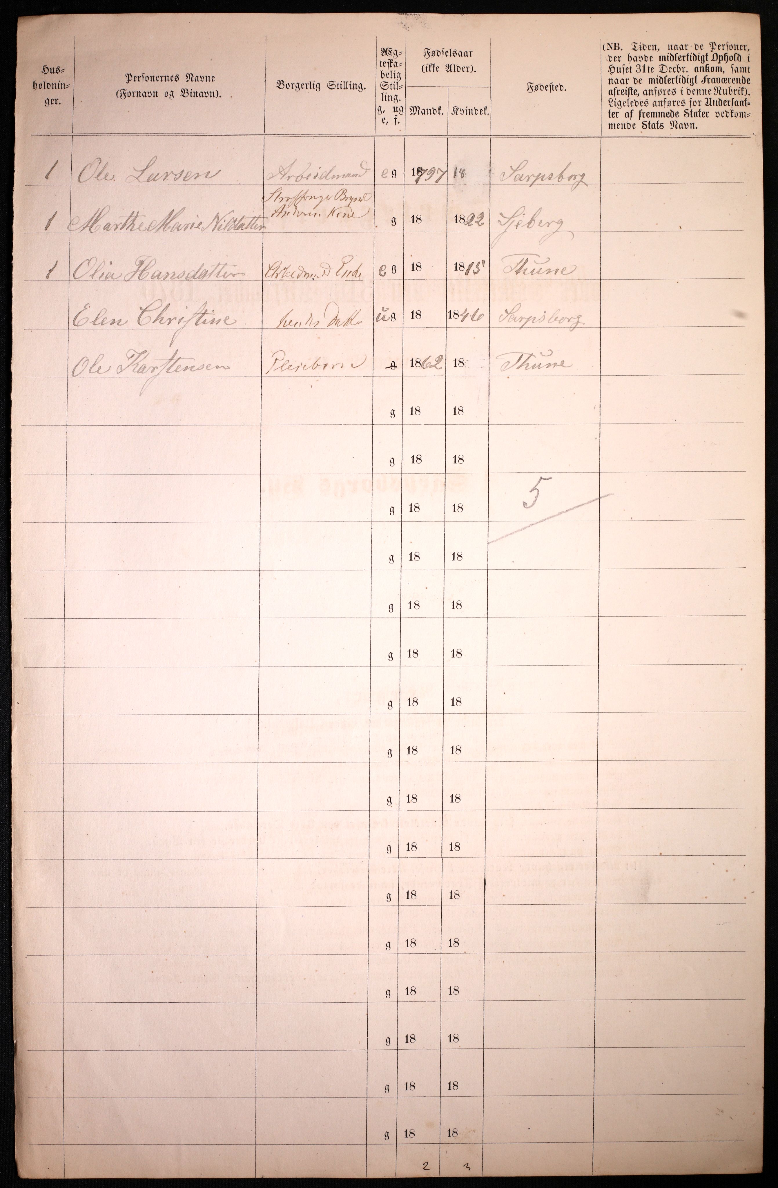 RA, 1870 census for 0102 Sarpsborg, 1870, p. 472