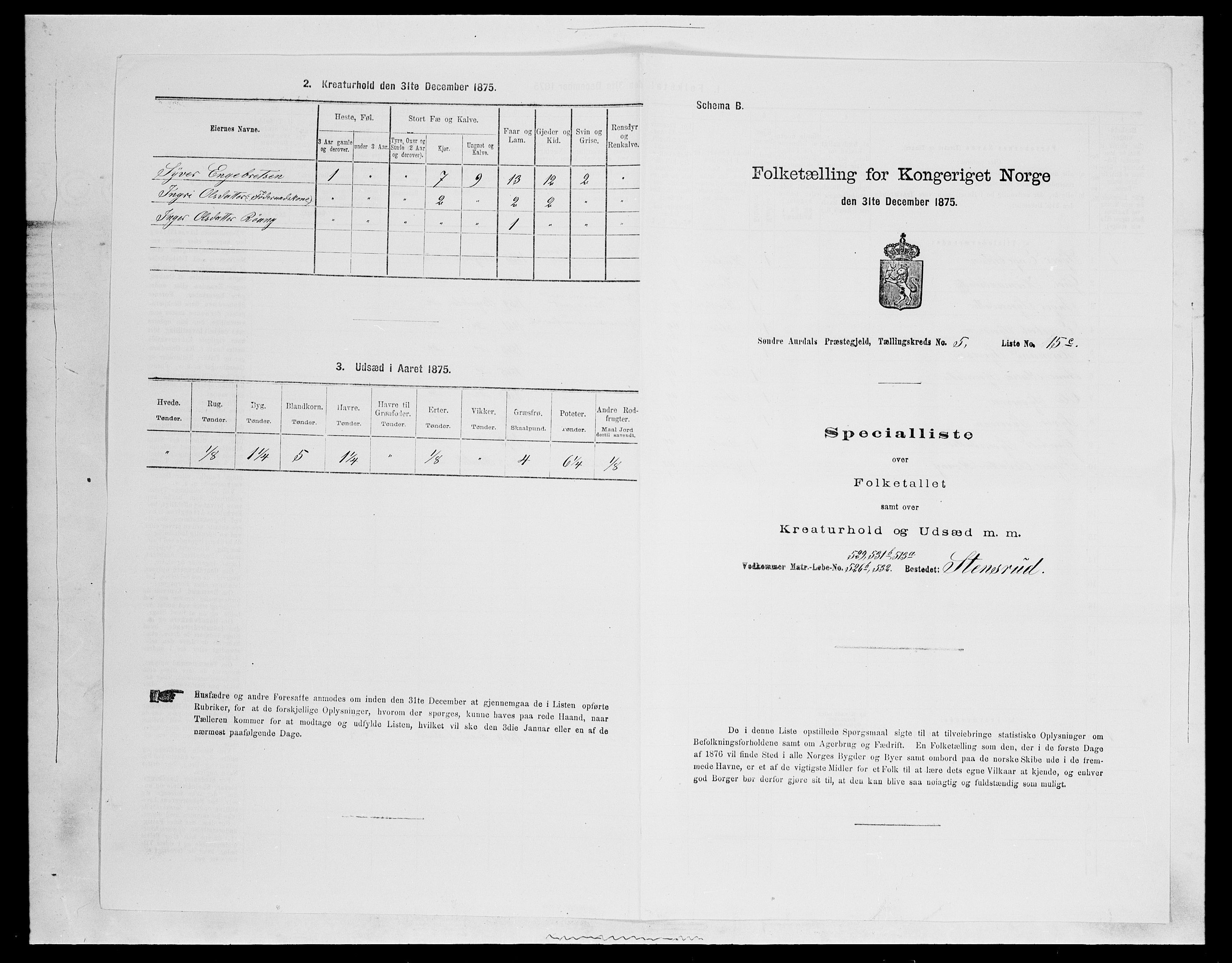 SAH, 1875 census for 0540P Sør-Aurdal, 1875, p. 975