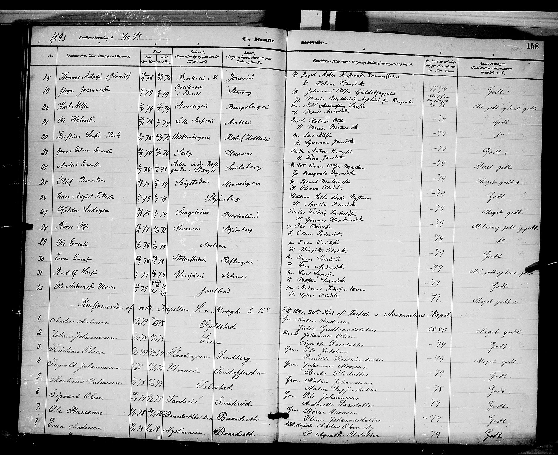 Ringsaker prestekontor, AV/SAH-PREST-014/L/La/L0012: Parish register (copy) no. 12, 1891-1902, p. 158