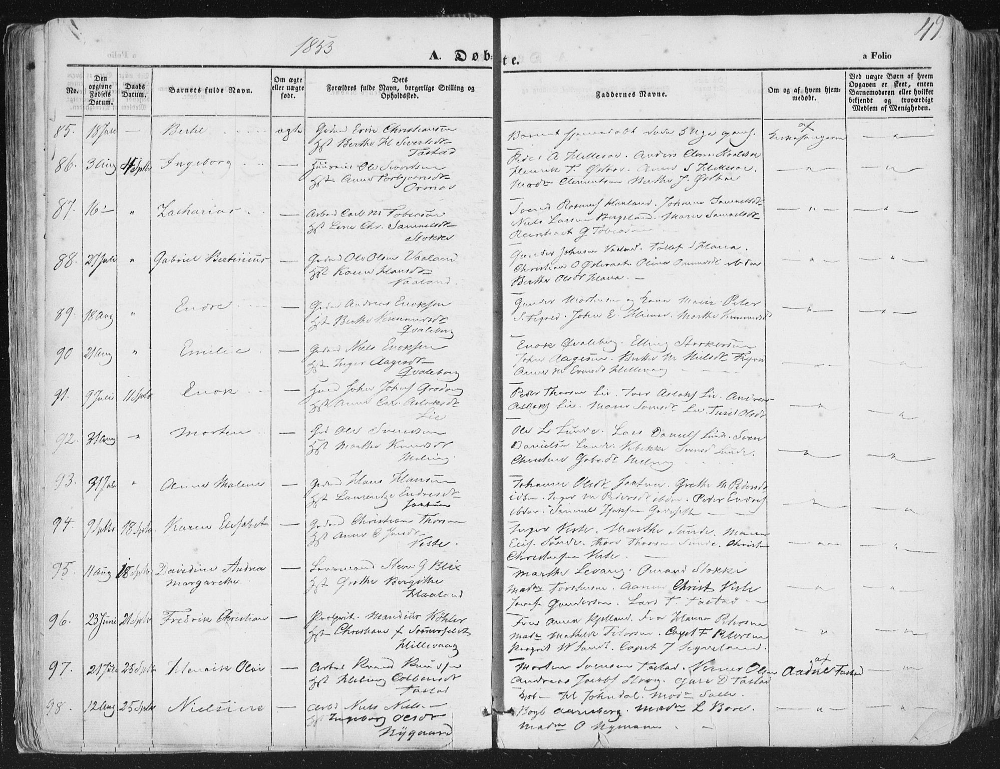 Hetland sokneprestkontor, AV/SAST-A-101826/30/30BA/L0002: Parish register (official) no. A 2, 1849-1869, p. 49