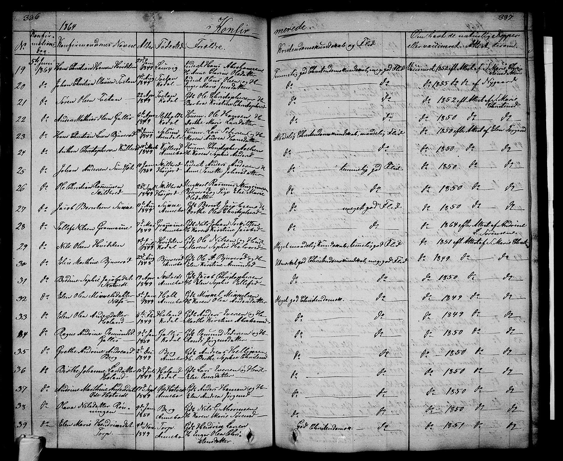 Andebu kirkebøker, AV/SAKO-A-336/G/Ga/L0003: Parish register (copy) no. I 3, 1832-1867, p. 336-337