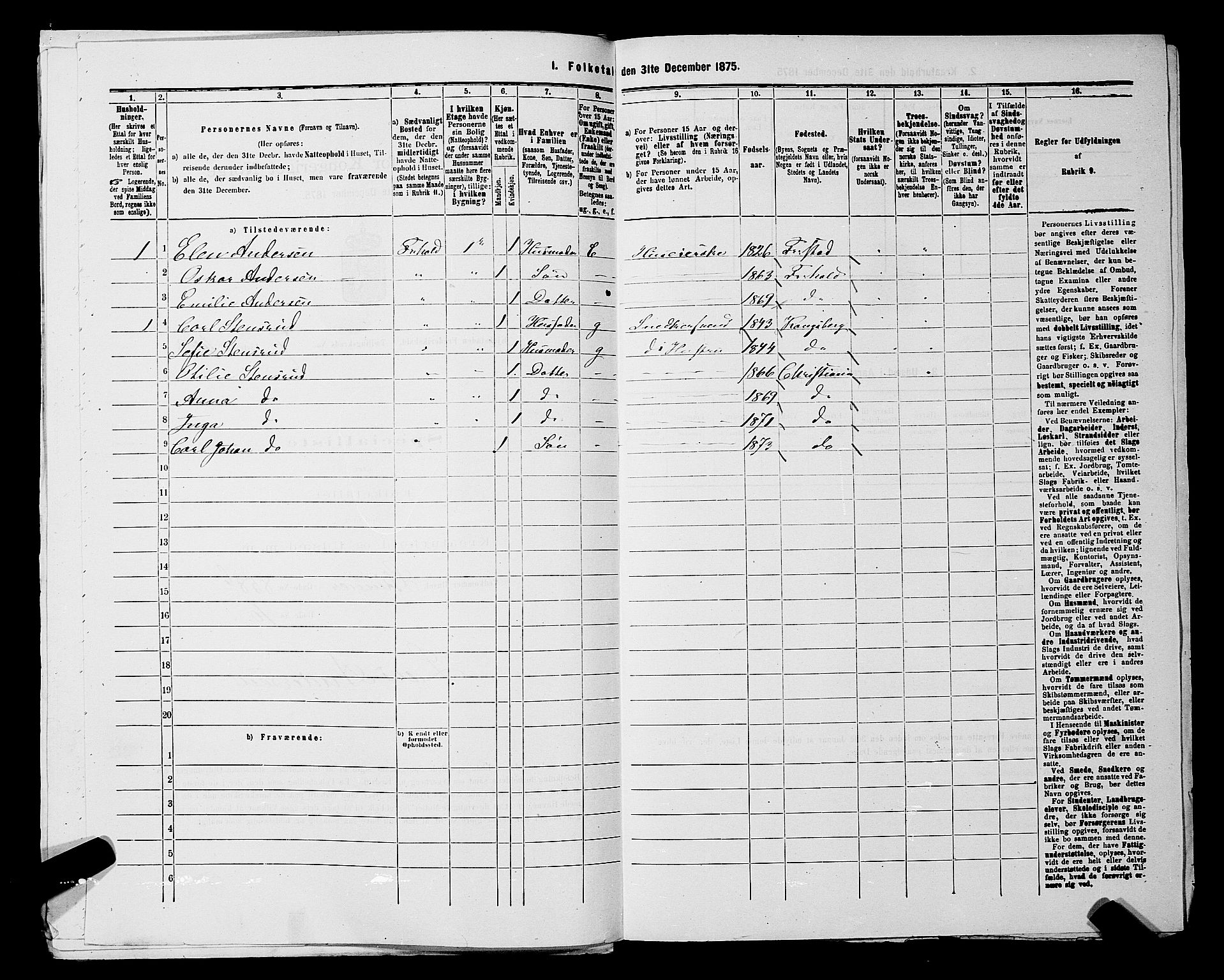 RA, 1875 census for 0101P Fredrikshald, 1875, p. 1119