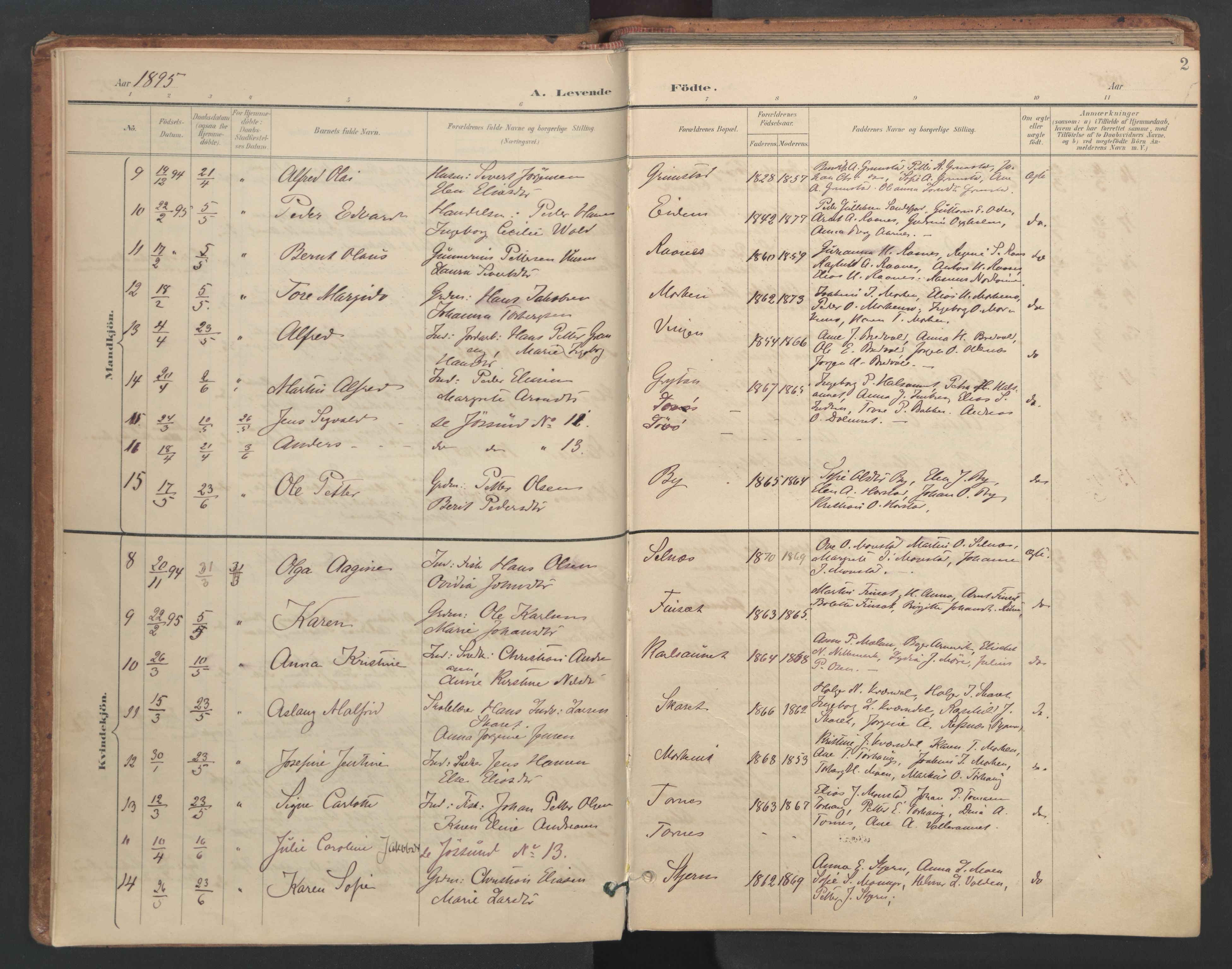 Ministerialprotokoller, klokkerbøker og fødselsregistre - Sør-Trøndelag, SAT/A-1456/655/L0681: Parish register (official) no. 655A10, 1895-1907, p. 2