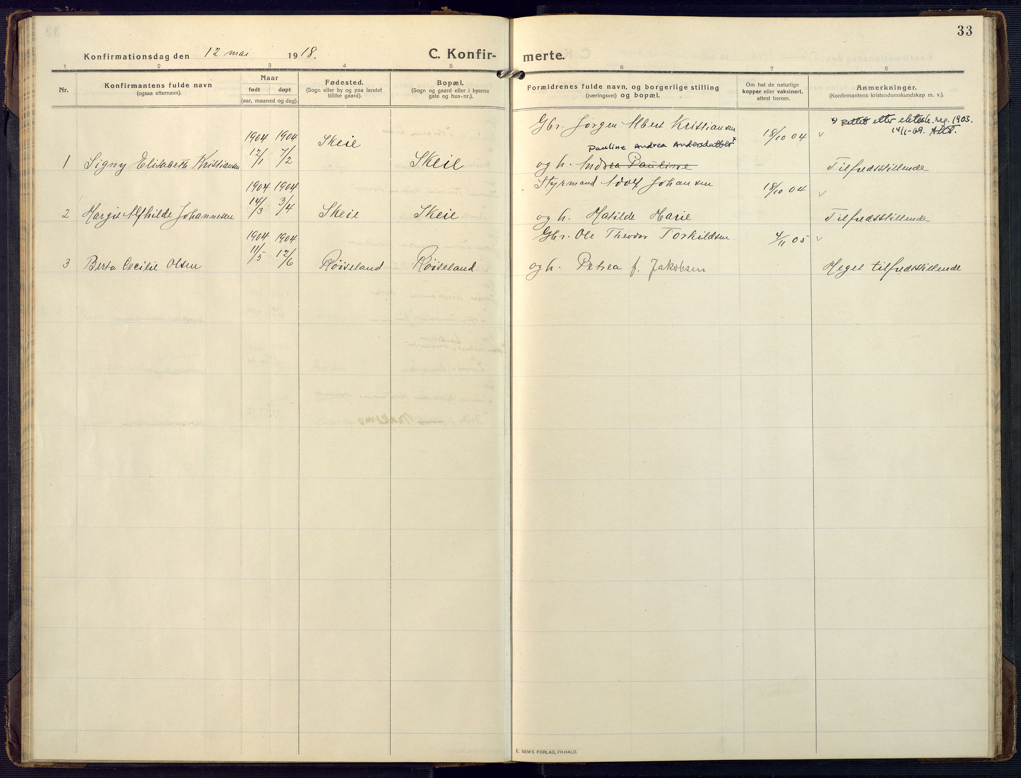 Mandal sokneprestkontor, SAK/1111-0030/F/Fa/Fab/L0003: Parish register (official) no. A 3, 1913-1933, p. 33