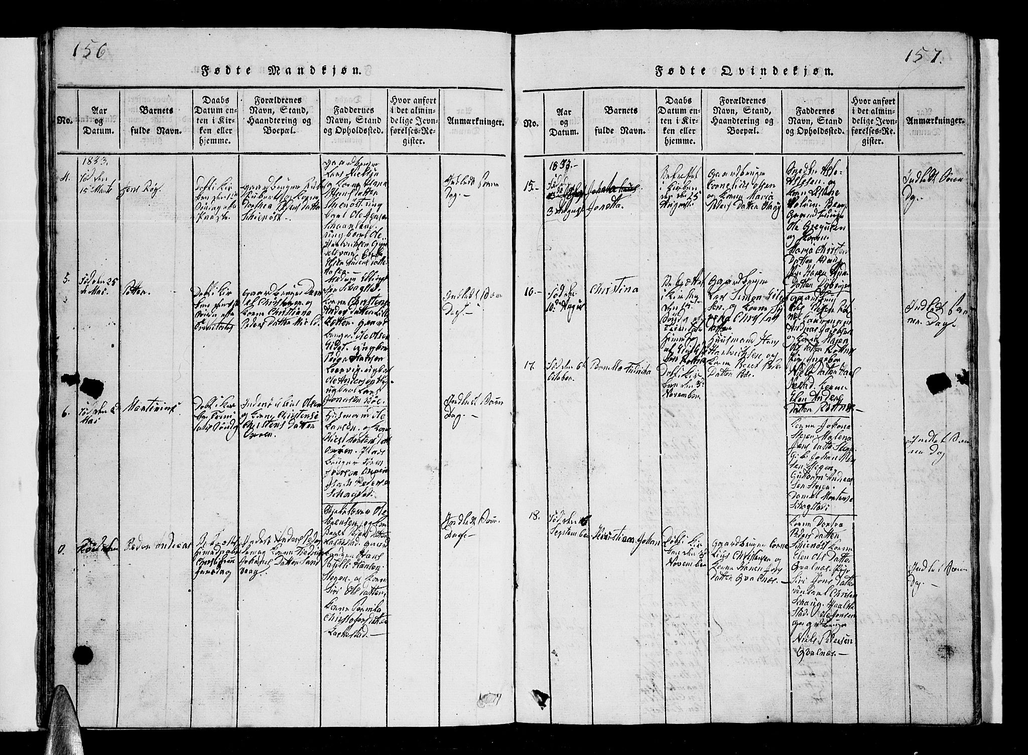 Ministerialprotokoller, klokkerbøker og fødselsregistre - Nordland, AV/SAT-A-1459/855/L0812: Parish register (copy) no. 855C01, 1821-1838, p. 156-157