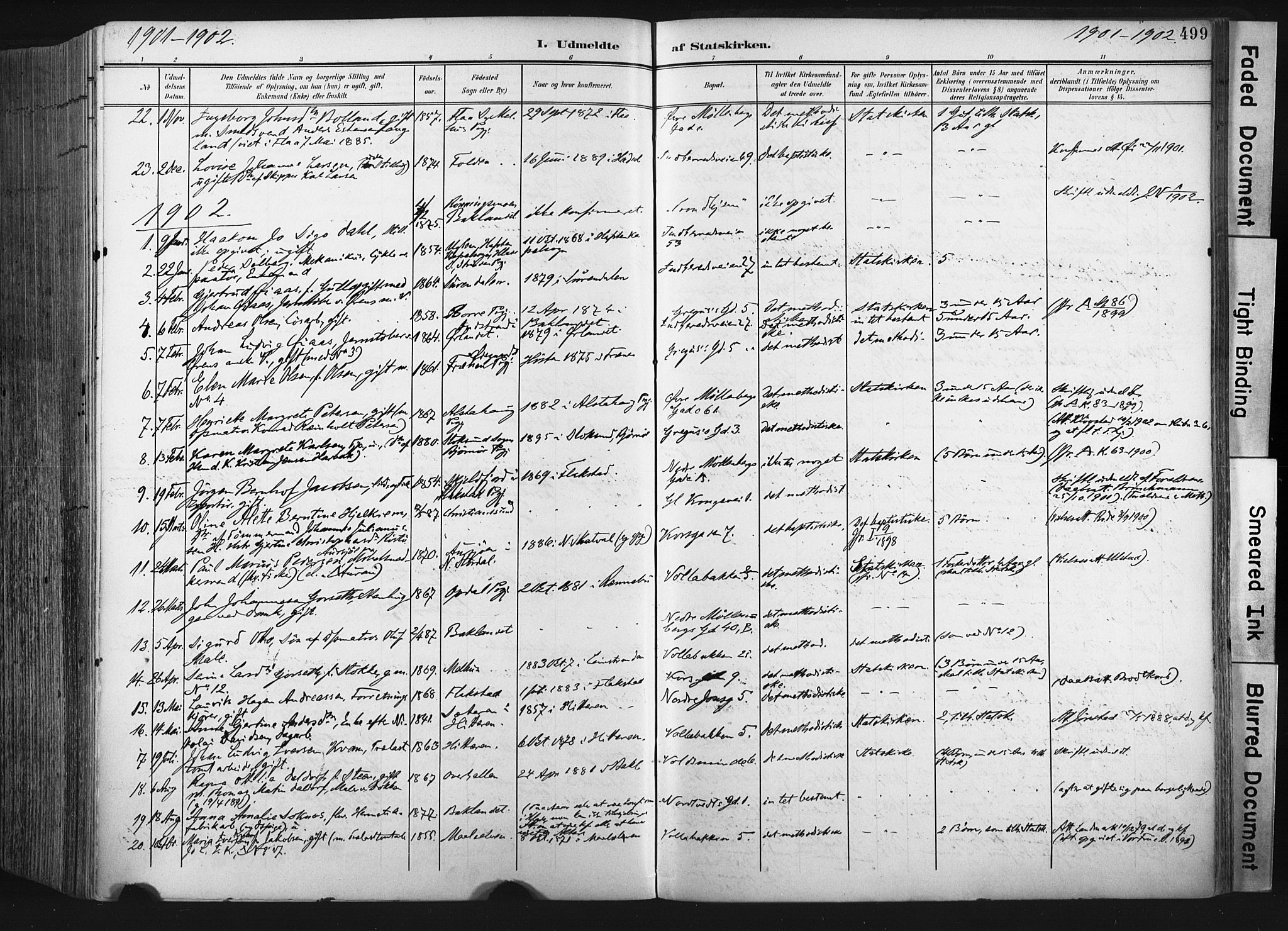 Ministerialprotokoller, klokkerbøker og fødselsregistre - Sør-Trøndelag, SAT/A-1456/604/L0201: Parish register (official) no. 604A21, 1901-1911, p. 499